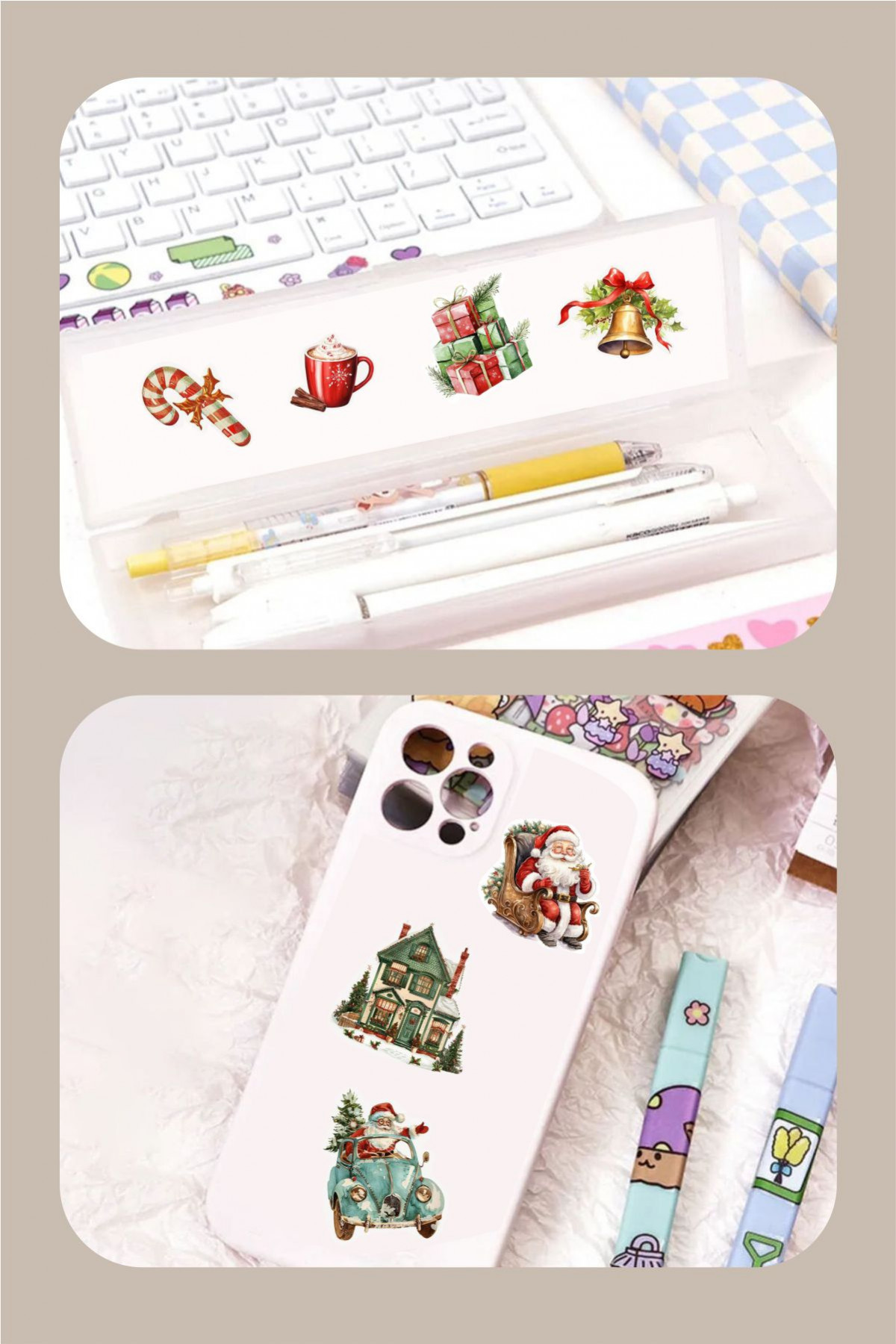 Noel 2'li Çıkartma Sticker Seti - Kalem, Laptop Defter Suluk Sticker