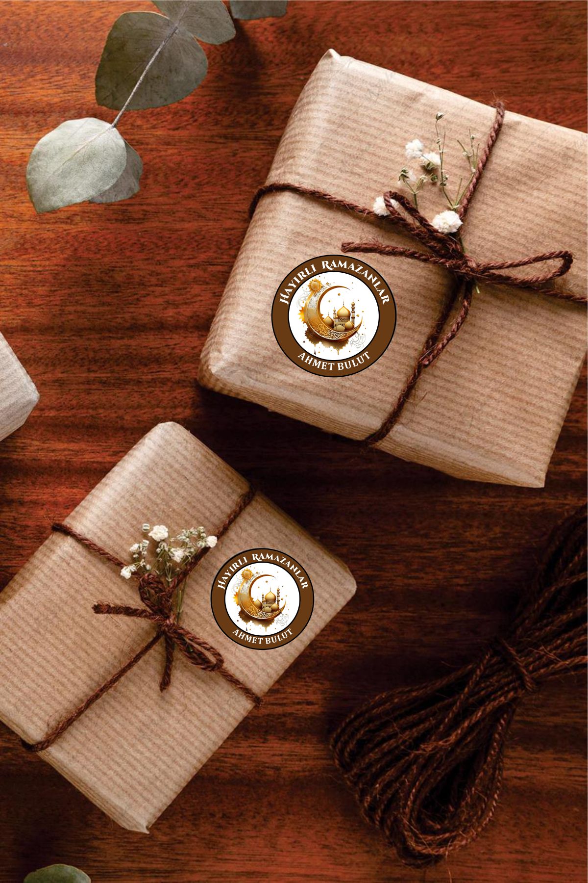 İsim Yazılabilir Hayırlı Ramazanlar 42 Adet Etiket, Ramazan Süsleme, Hediye, Paketleme Sticker