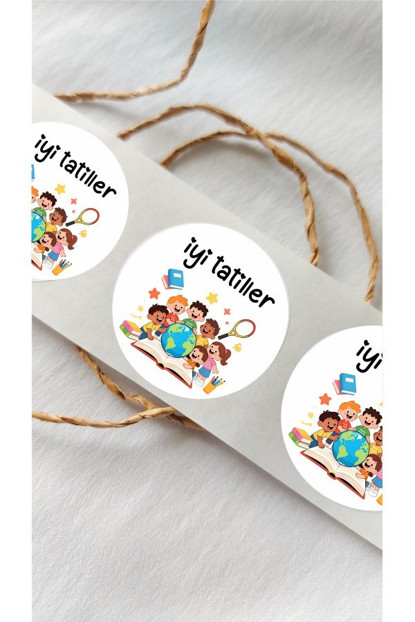 Renkli İyi Tatiller Çocuklar Temalı Sticker 24 Adet, Öğretmen Etiketi Okul Hediye
