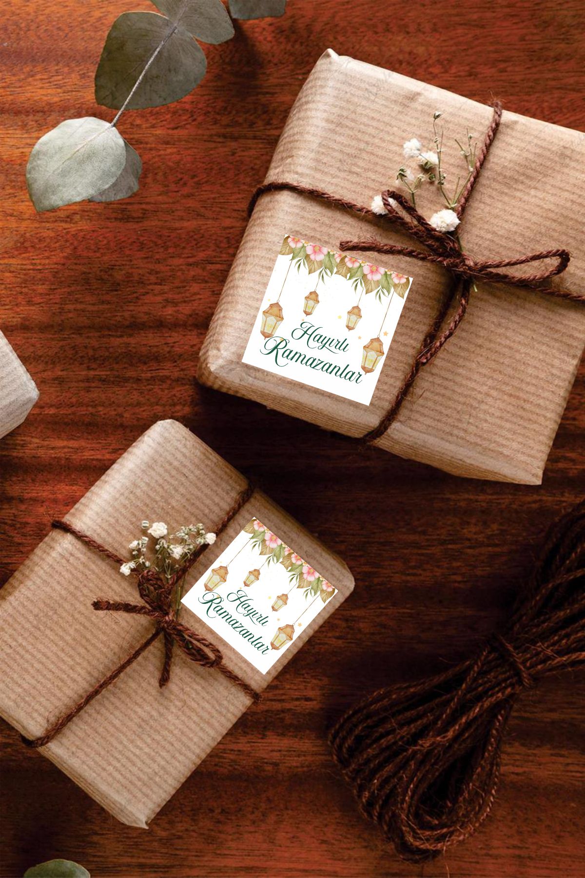 İsim Yazılabilir Hayırlı Ramazanlar 45 Adet 6 cm Etiket, Ramazan Süsleme, Hediye, Paketleme Sticker