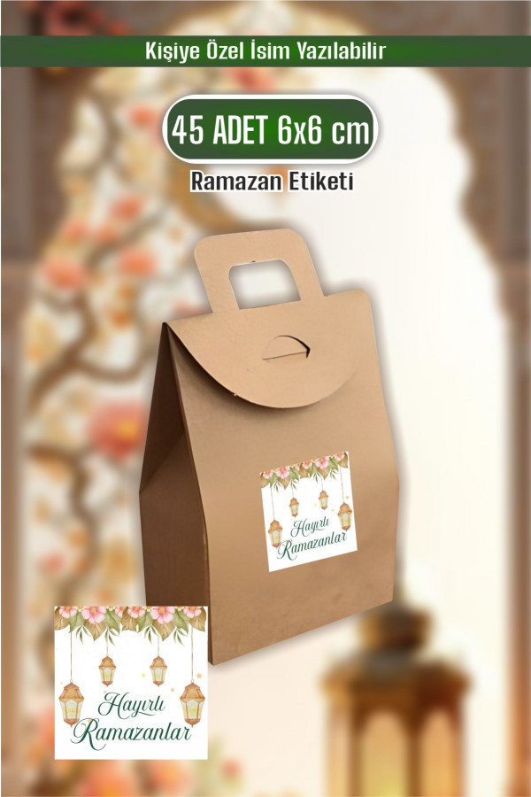 İsim Yazılabilir Hayırlı Ramazanlar 45 Adet 6 cm Etiket, Ramazan Süsleme, Hediye, Paketleme Sticker