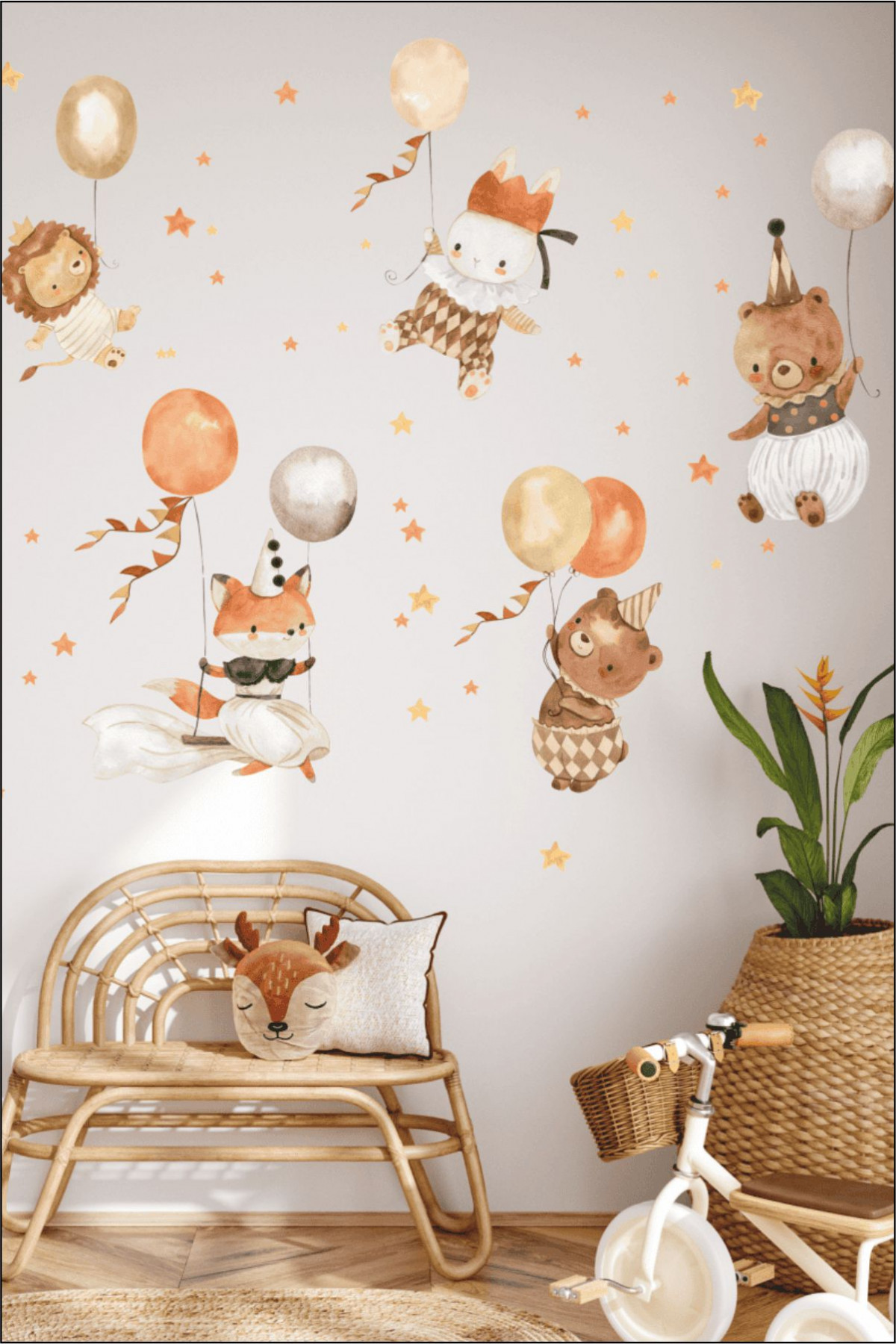 Sevimli Balonlu Hayvancıklar Çocuk Odası Duvar Sticker 50x100 cm