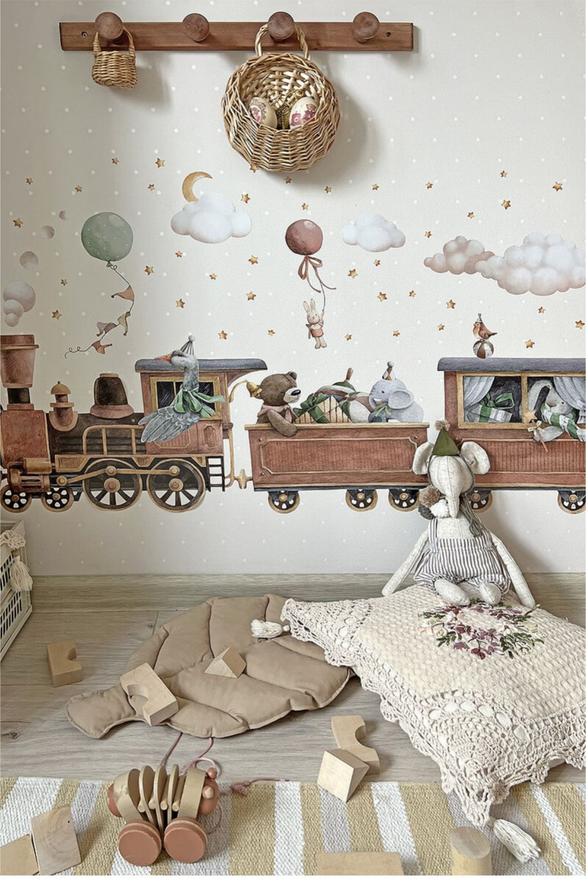 Yılbaşı Treni Sevimli Hayvanlar Dekoratif Sticker Seti Cam | Duvar | Kapı Dolap Sticker 50x100 cm