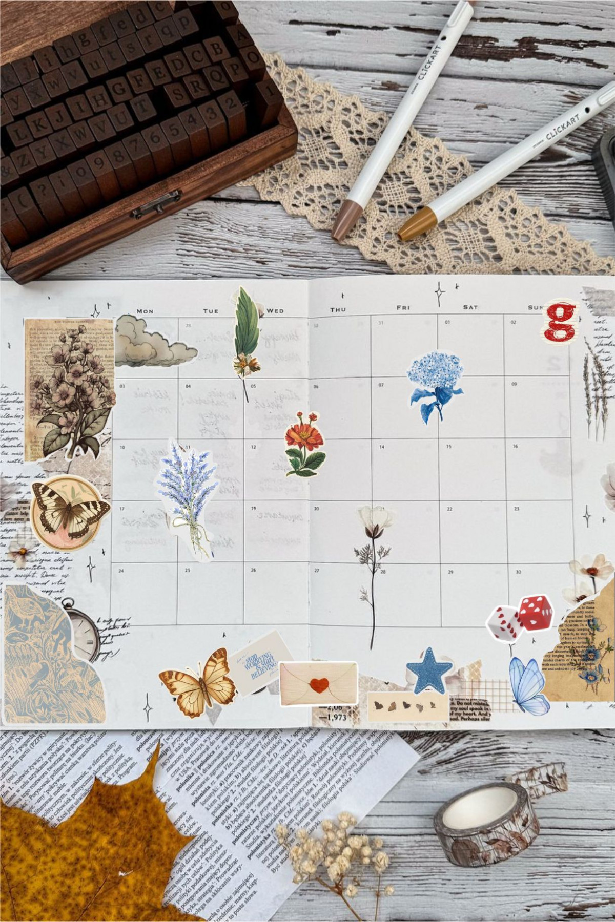 Vintage Alfabe 3'lü Etiket - Kalem, Laptop Defter Suluk Sticker