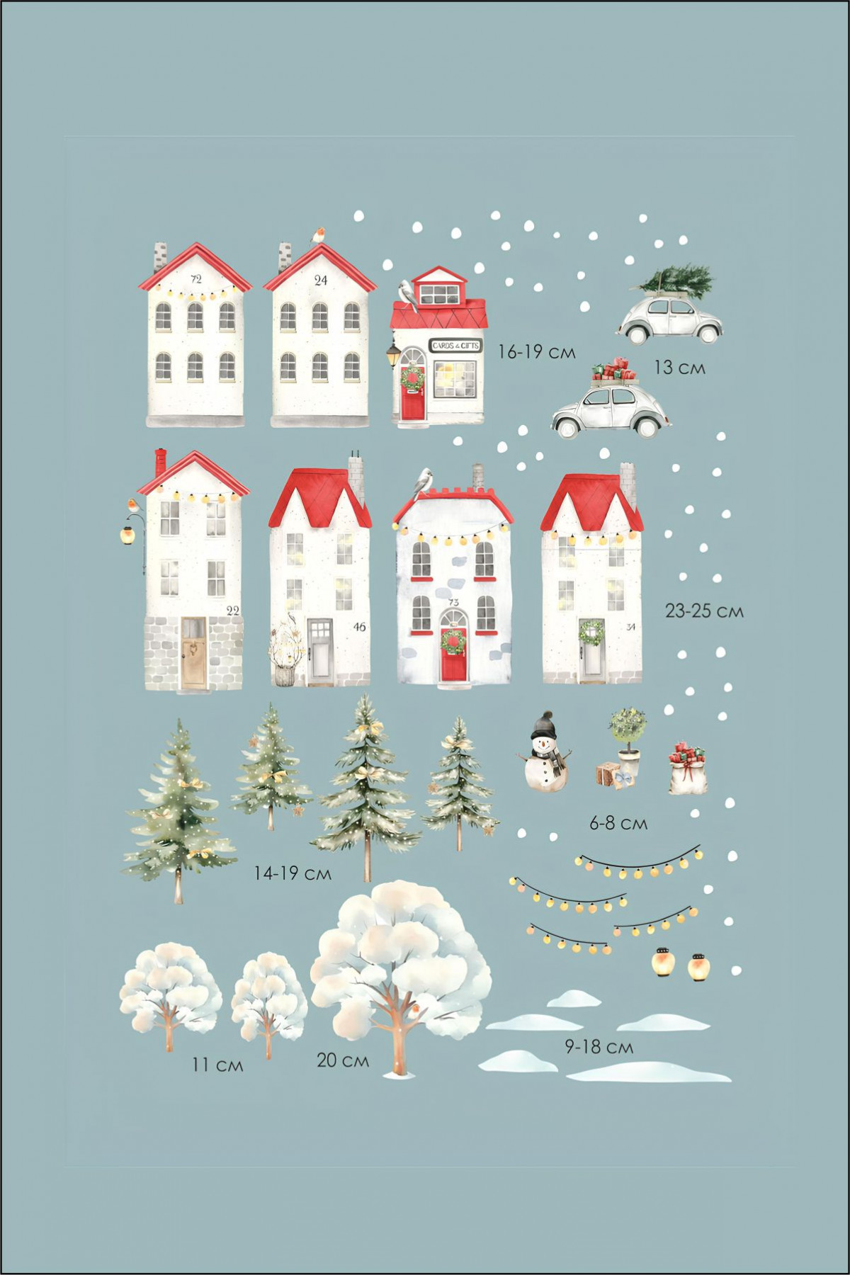 Yılbaşı Karlı Gün Evler Duvar ve Cam Sticker