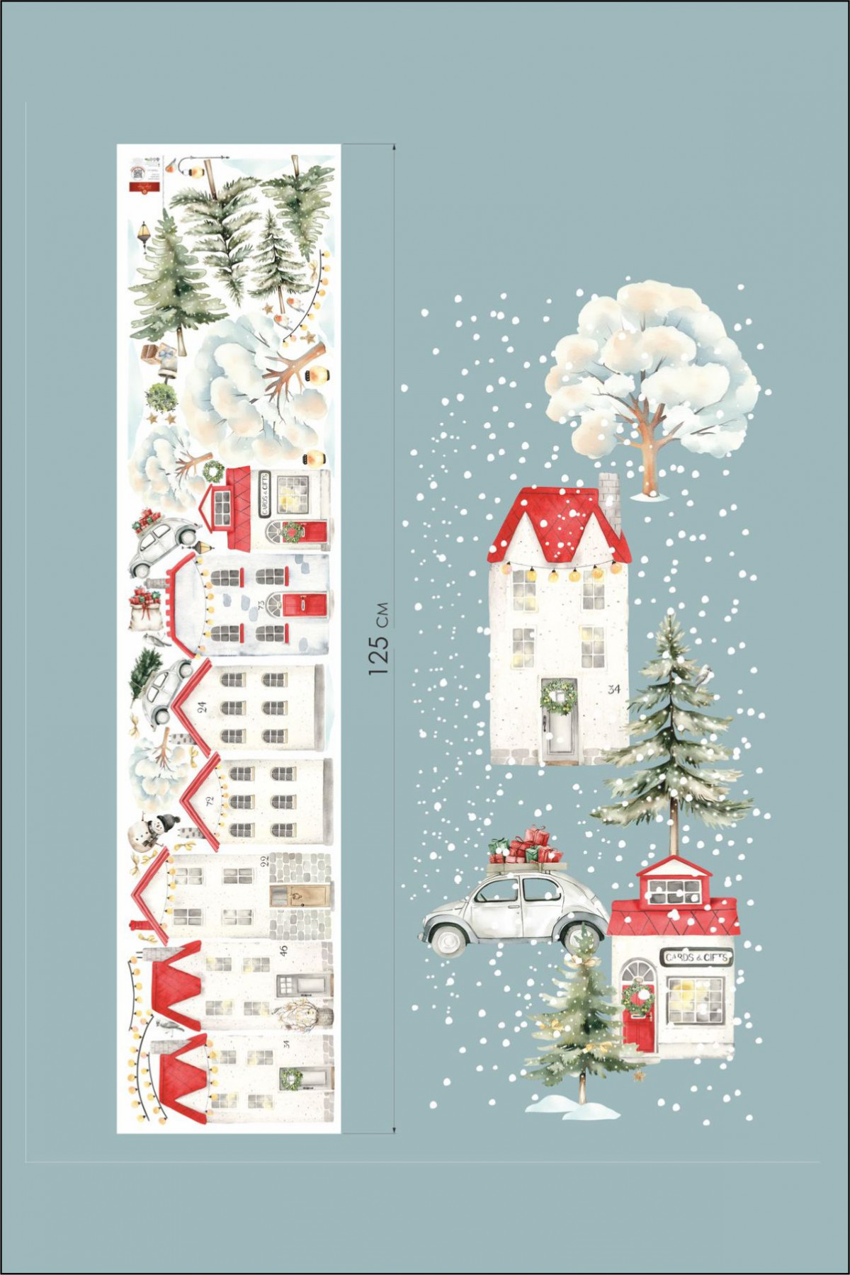 Yılbaşı Karlı Gün Evler Duvar ve Cam Sticker