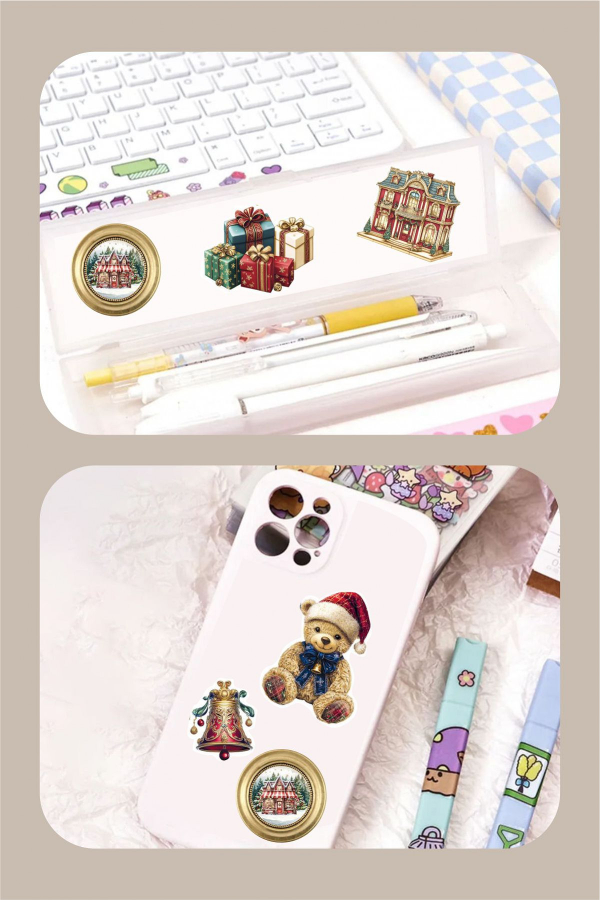 Yılbaşı Temalı 2'li Çıkartma Sticker Seti - Kalem, Laptop Defter Suluk Sticker