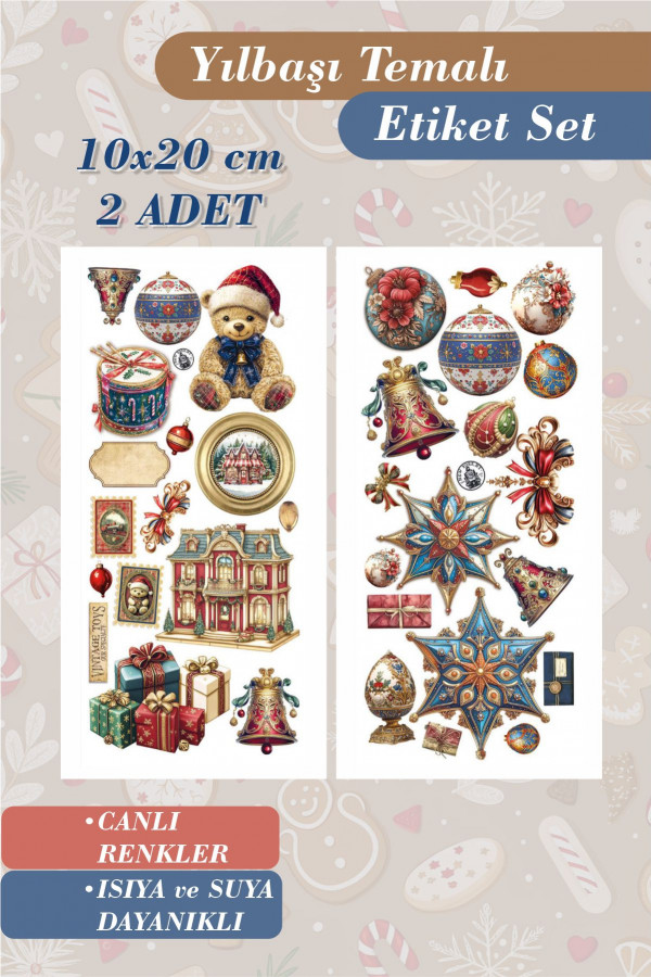 Yılbaşı Temalı 2'li Çıkartma Sticker Seti - Kalem, Laptop Defter Suluk Sticker