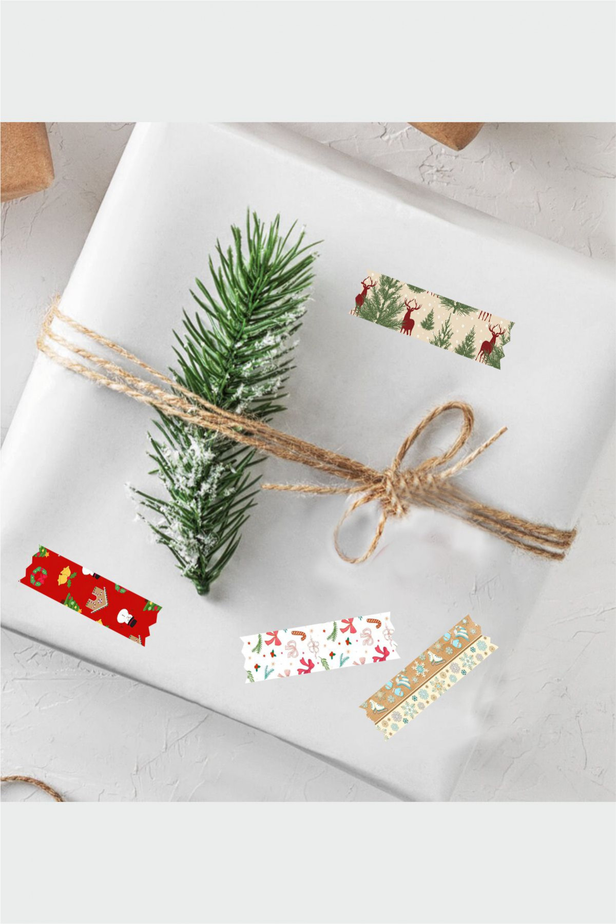 Yılbaşı Bant Etiketi 2 Sayfa Sticker Seti - Mektup, Hediye, Defter,Yılbaşı Sticker