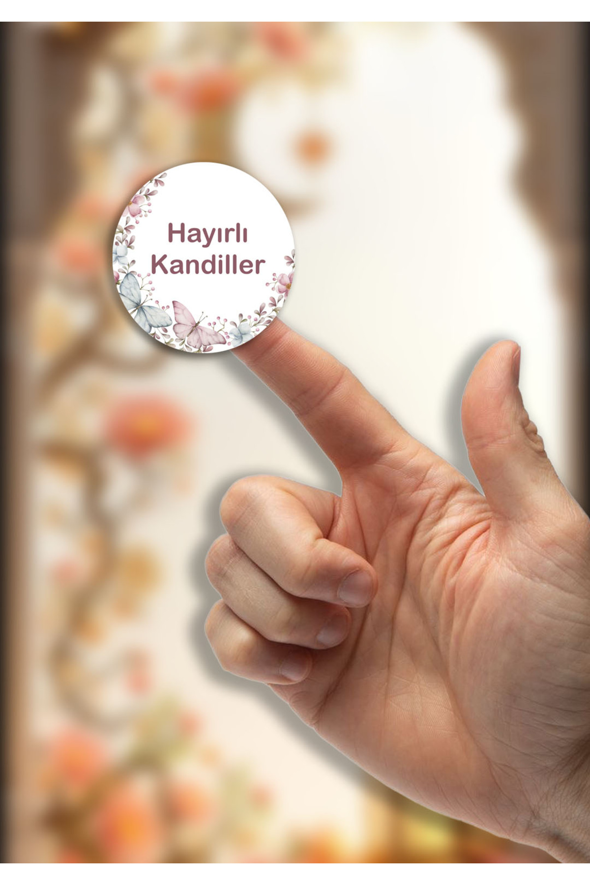 Hayırlı Kandiller Kelebek Model Sticker 4 cm 24 Adet
