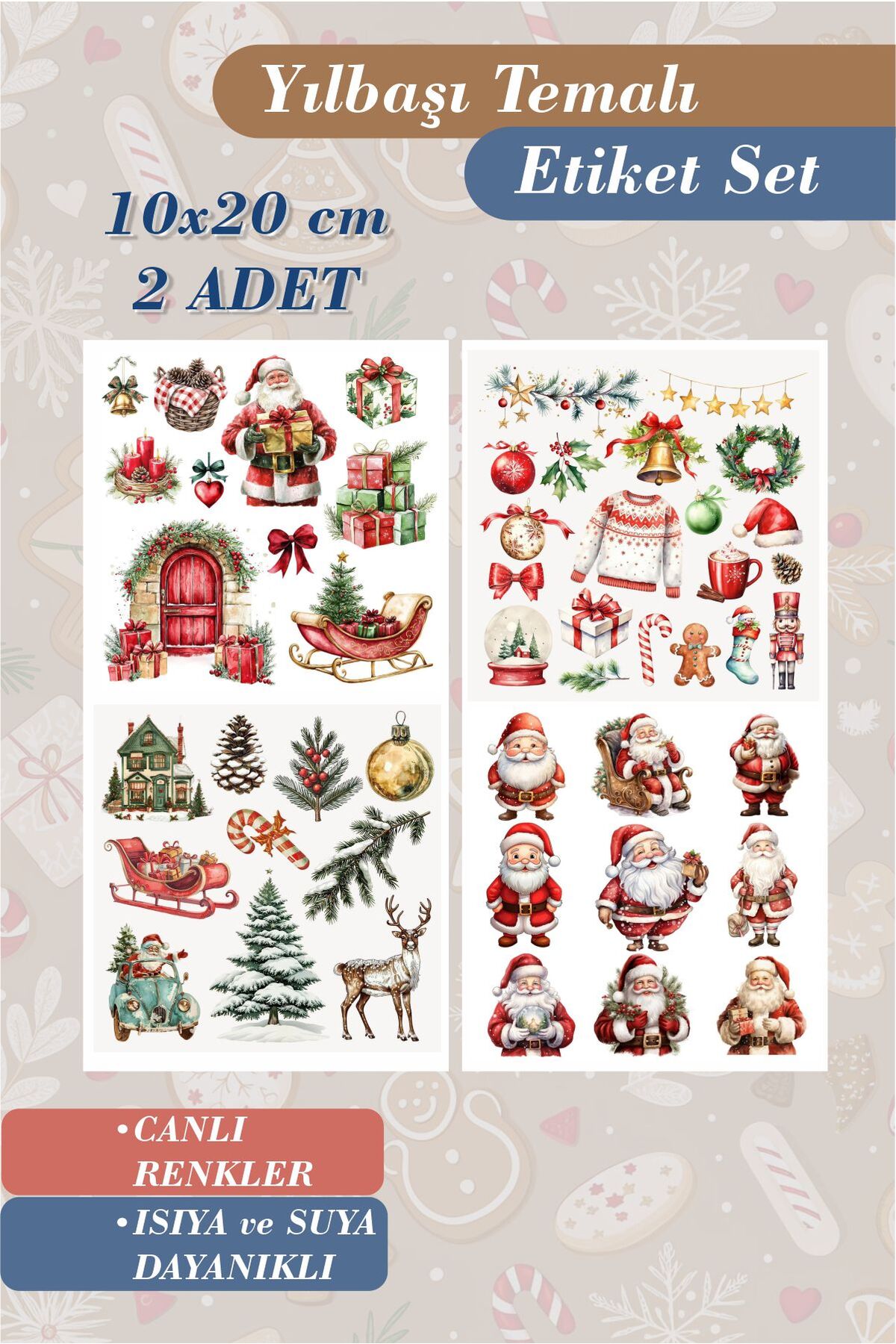 Noel 2'li Çıkartma Sticker Seti - Kalem, Laptop Defter Suluk Sticker