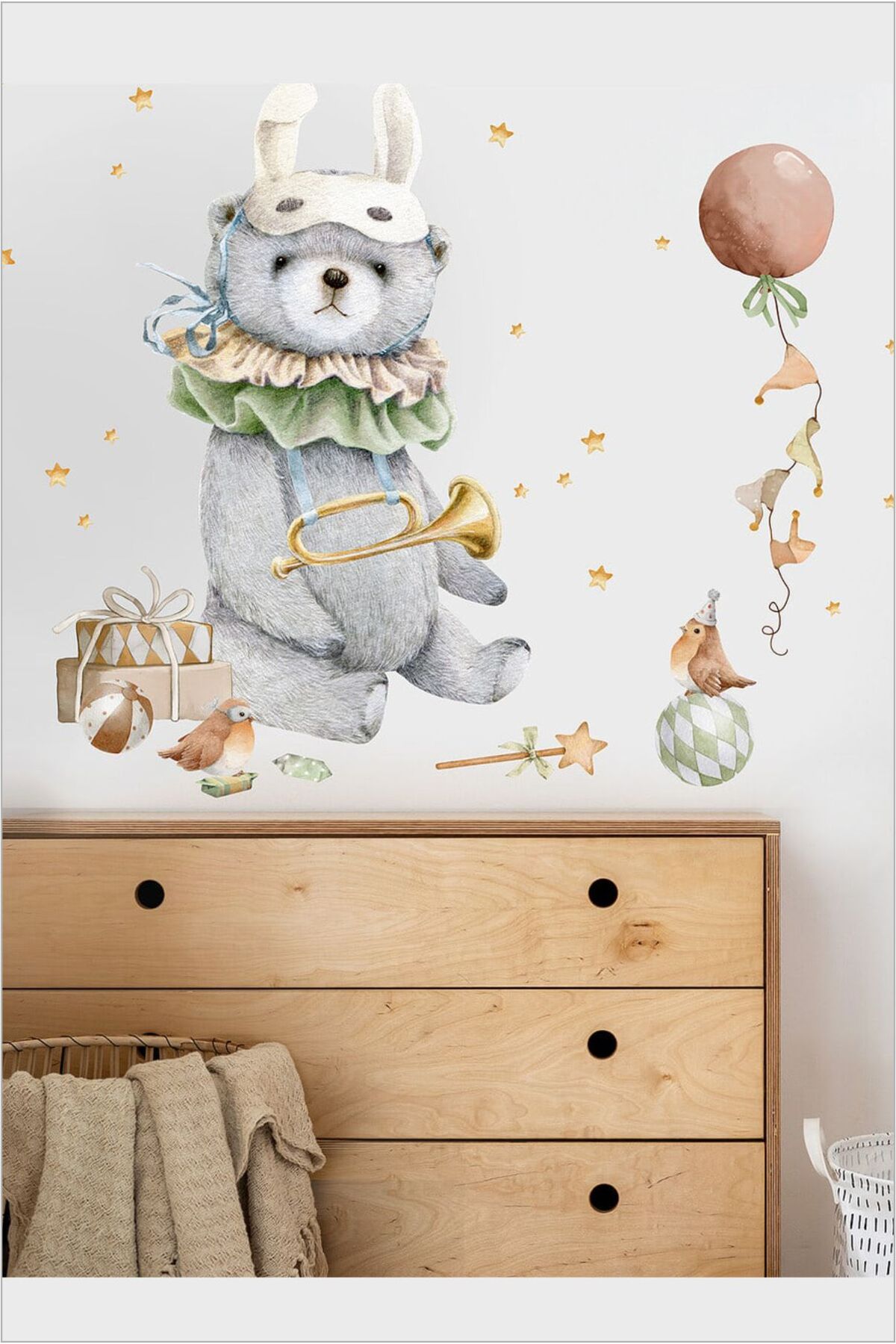 Masal Ayıcığı ve Balon Duvar Stickerı - Çocuk, Bebek Odası