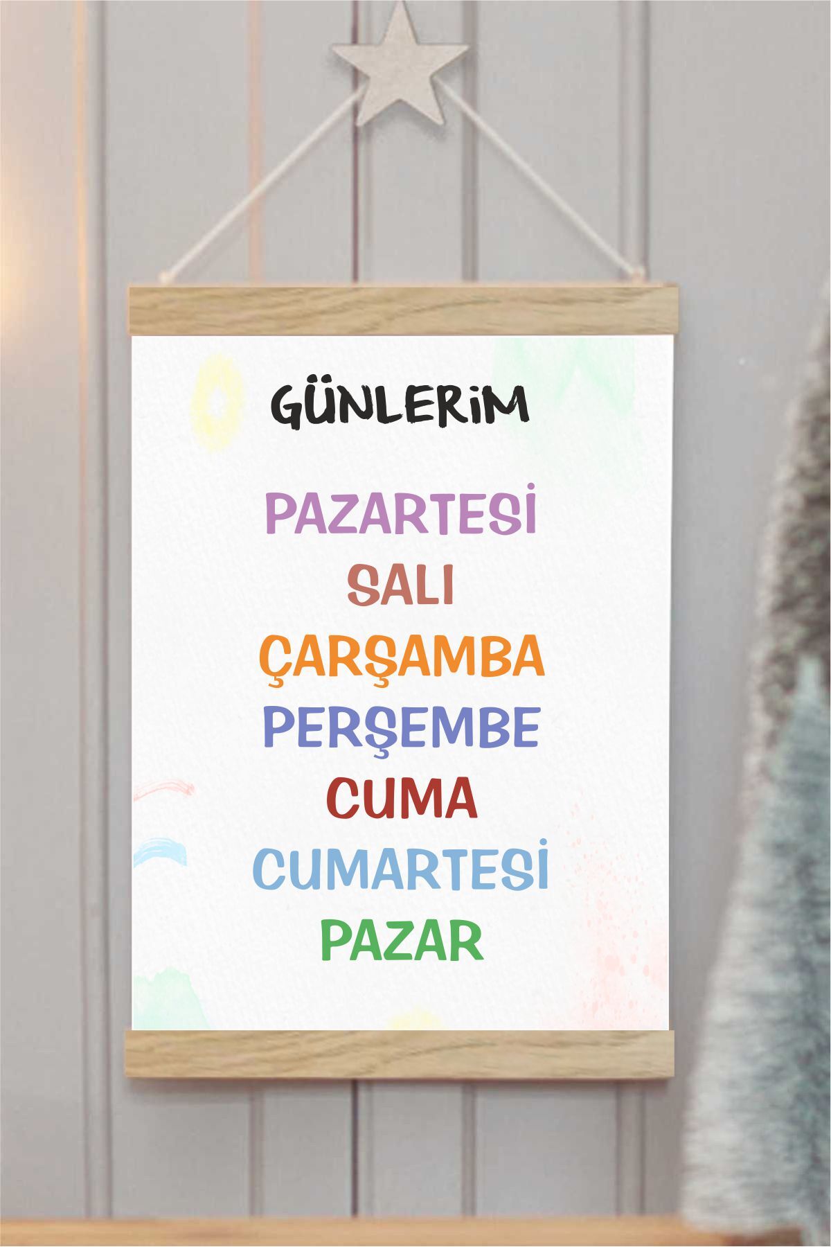 Günlerim Askılı Kanvas Poster - Bebek Çocuk Odası Resim Poster 30x40 cm
