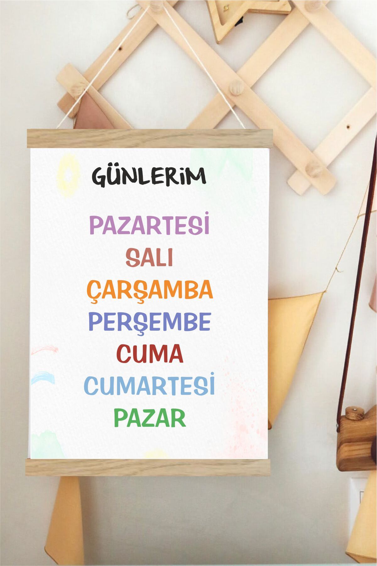 Günlerim Askılı Kanvas Poster - Bebek Çocuk Odası Resim Poster 30x40 cm