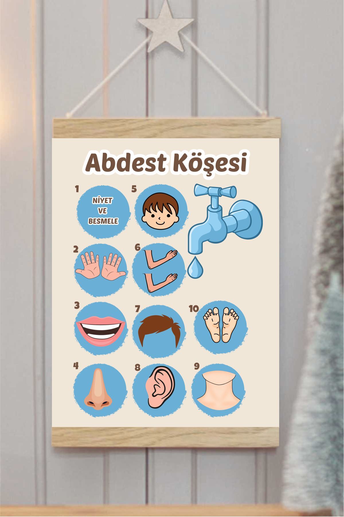 Abdest Köşesi Askılı Kanvas Poster - Çocuk Odası Resim Poster 30x40 cm