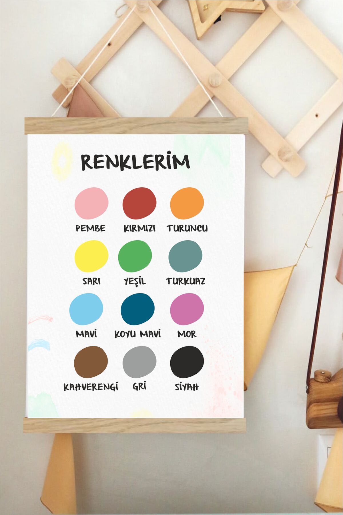 Renklerim Askılı Kanvas Poster - Bebek Çocuk Odası Resim Poster 30x40 cm