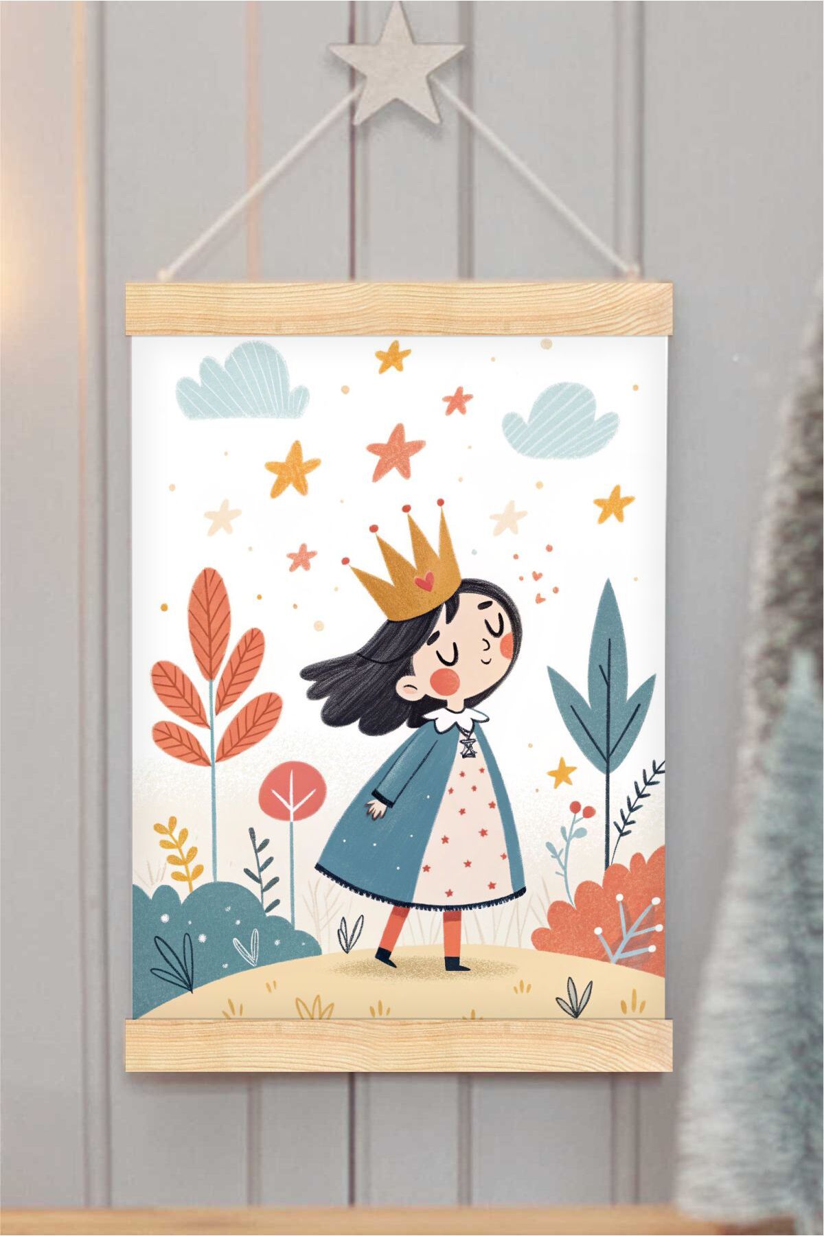 Prenses Askılı Kanvas Poster - Bebek Çocuk Odası Resim Poster