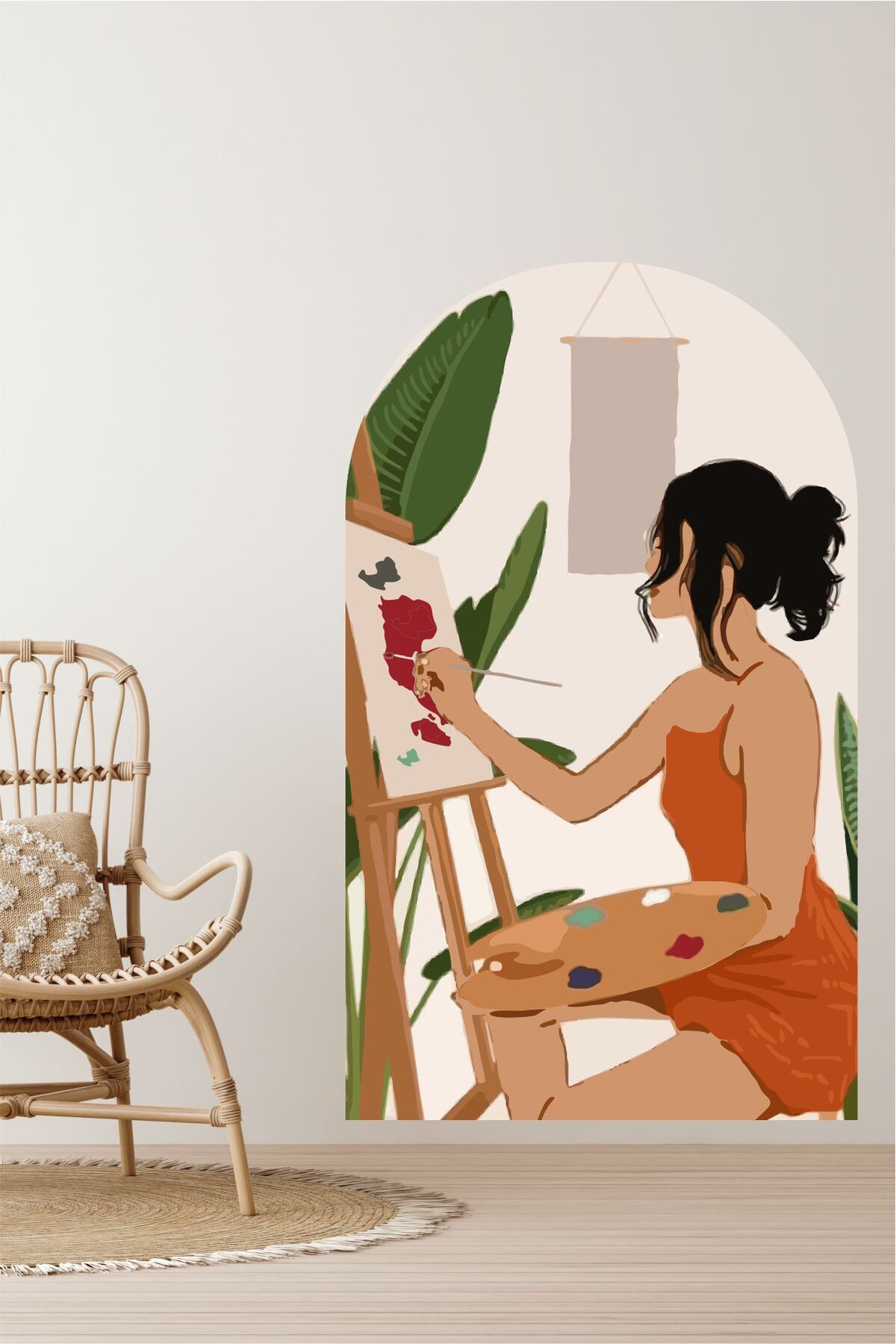 Artistic Woman Duvar Sticker - Bohem Duvar Baskısı