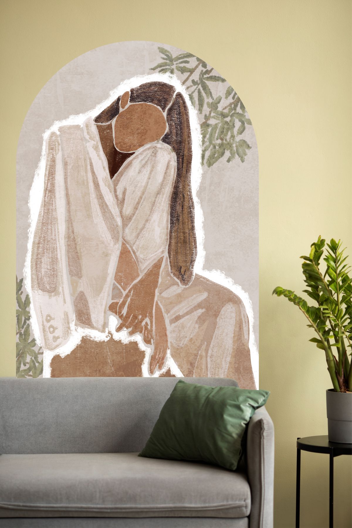 Boho Woman Bohem Oval Duvar Sticker- Bohem Koleksiyon