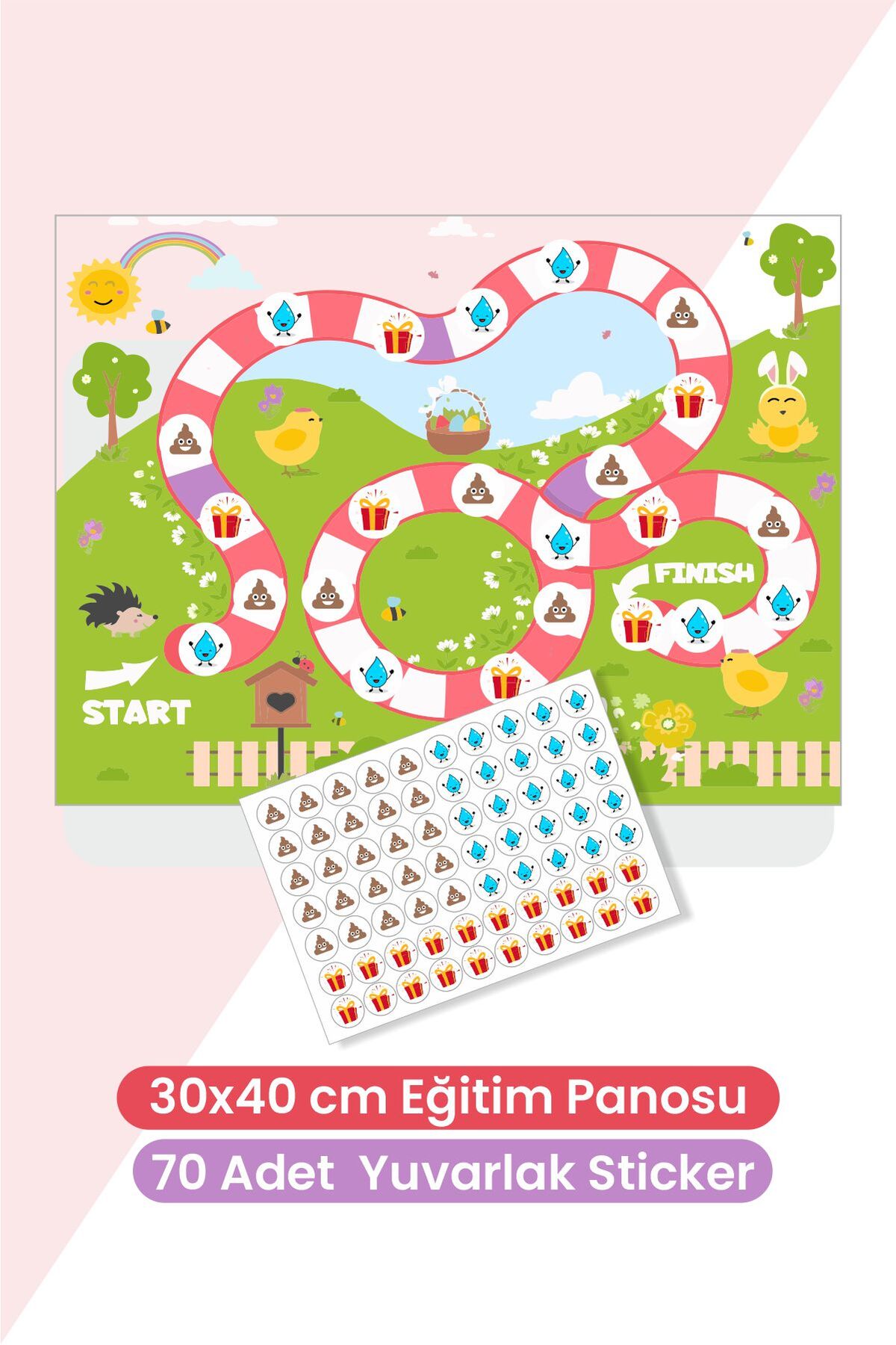 Doğa Temalı Eğlenceli ve Eğitici Tuvalet Eğitimi Sticker Panosu 30x40 cm