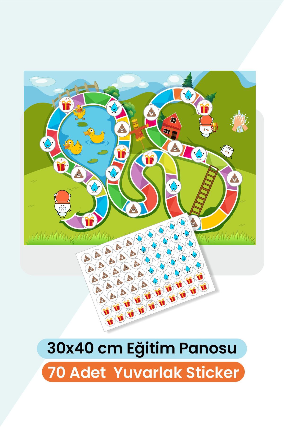 Eğlenceli ve Eğitici Tuvalet Eğitimi Sticker Panosu 30x40 cm