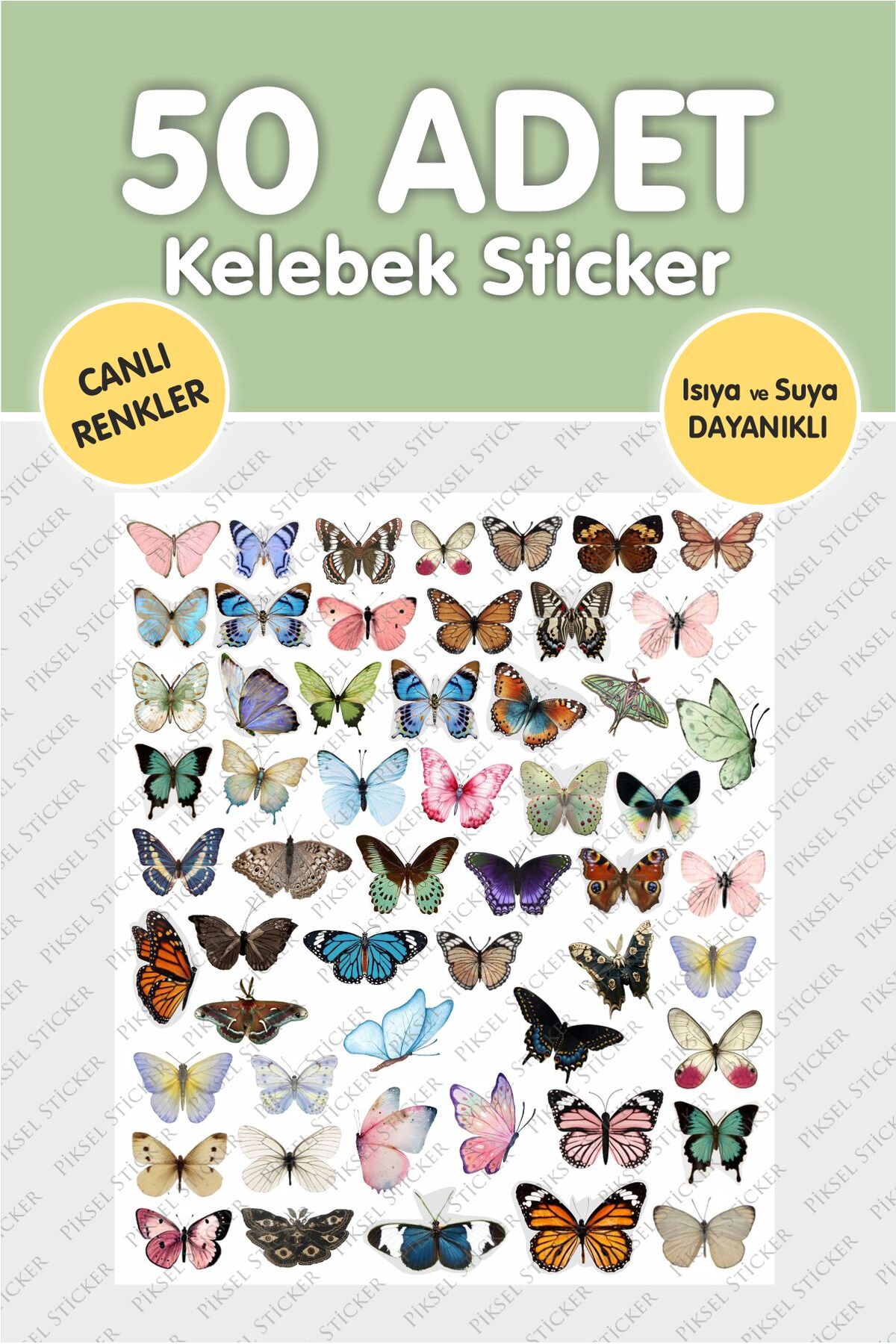 Kelebek 50 Adet Çıkartma Sticker Seti - Kalem, Laptop Defter Suluk Sticker