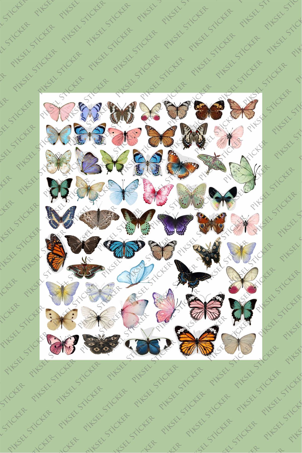 Kelebek 50 Adet Çıkartma Sticker Seti - Kalem, Laptop Defter Suluk Sticker