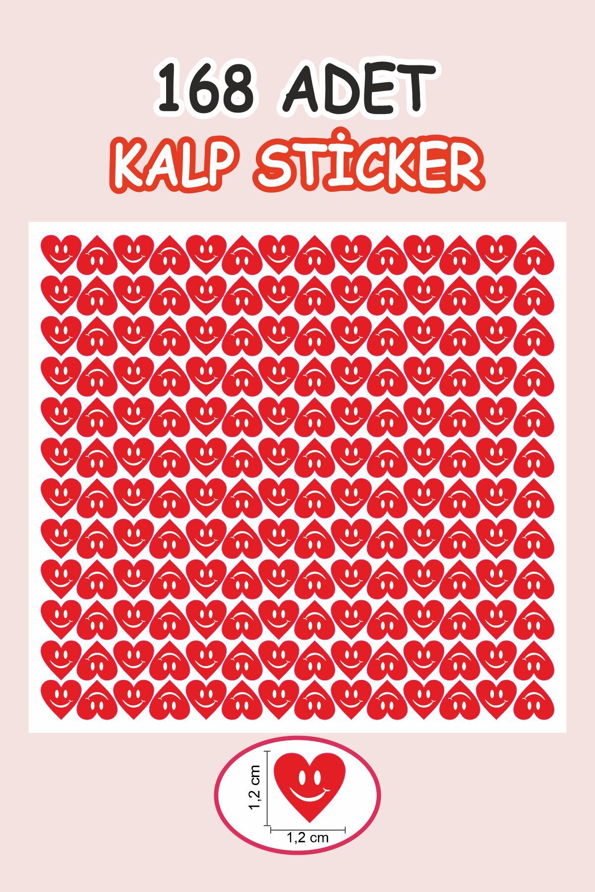 Öğretmenler İçin Gülümseyen Kalp Etiketi 1 Sayfa 168 Adet 1,2cm Ebat