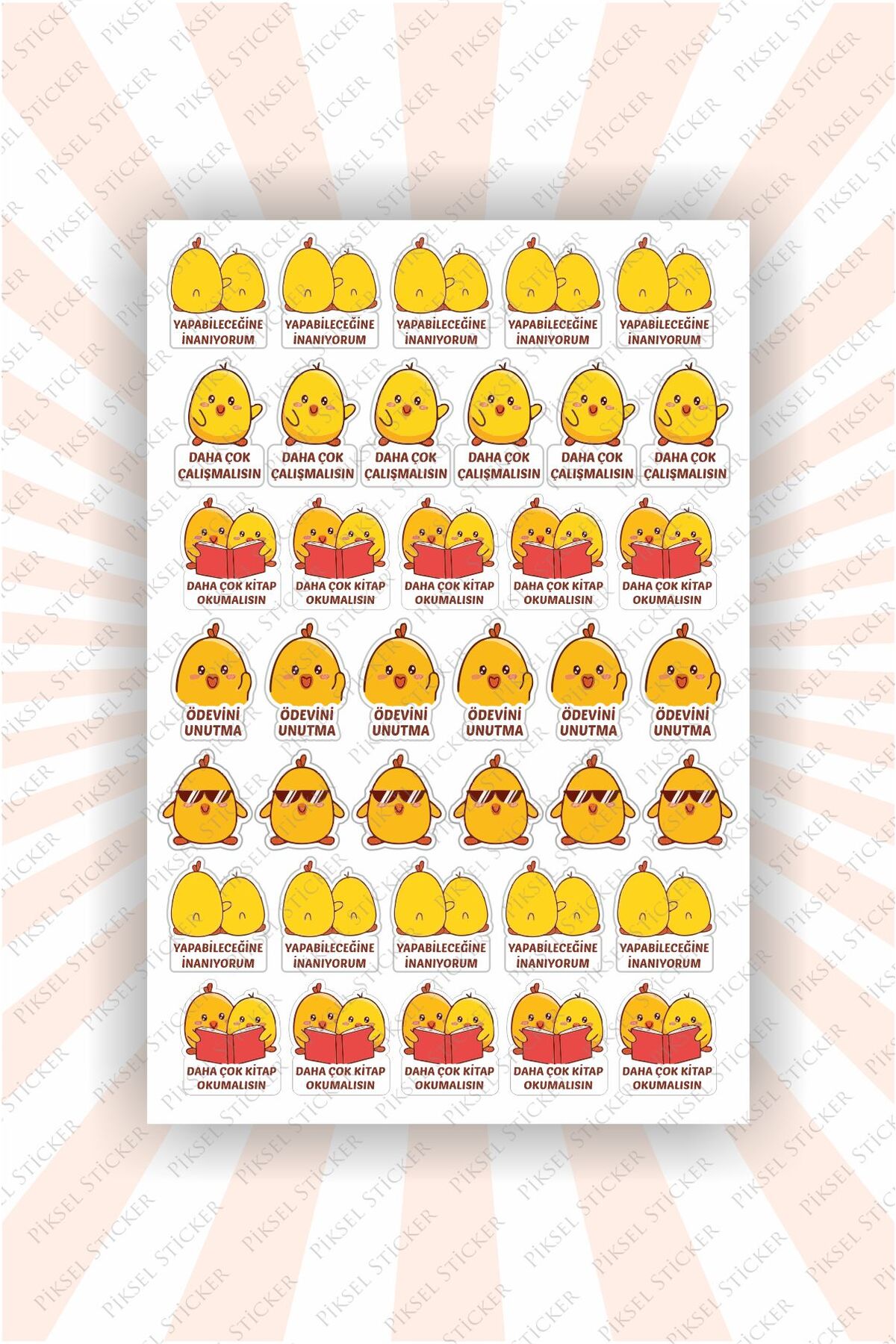 Çalışkan Civcivler Öğrenci Sticker -38 Adet Sticker Öğretmenler, Öğrenci Etiket