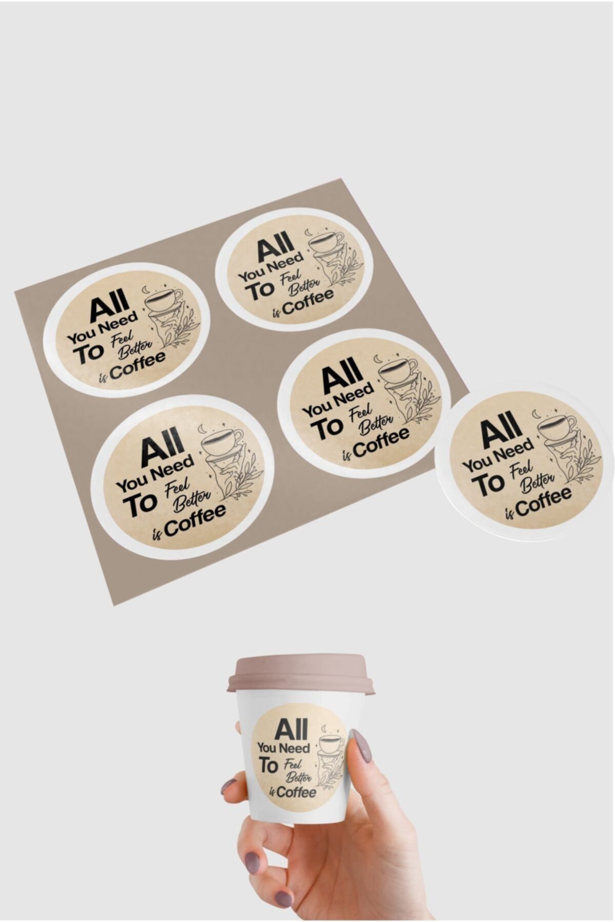 Kahve Sticker 115 Adet 4 cm Çapında