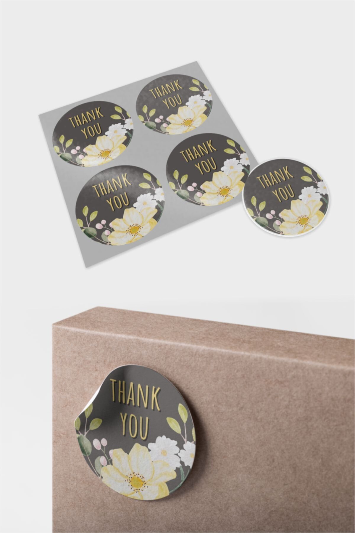 Thank You Sticker Flowers 115 Adet 4 Cm Çapında