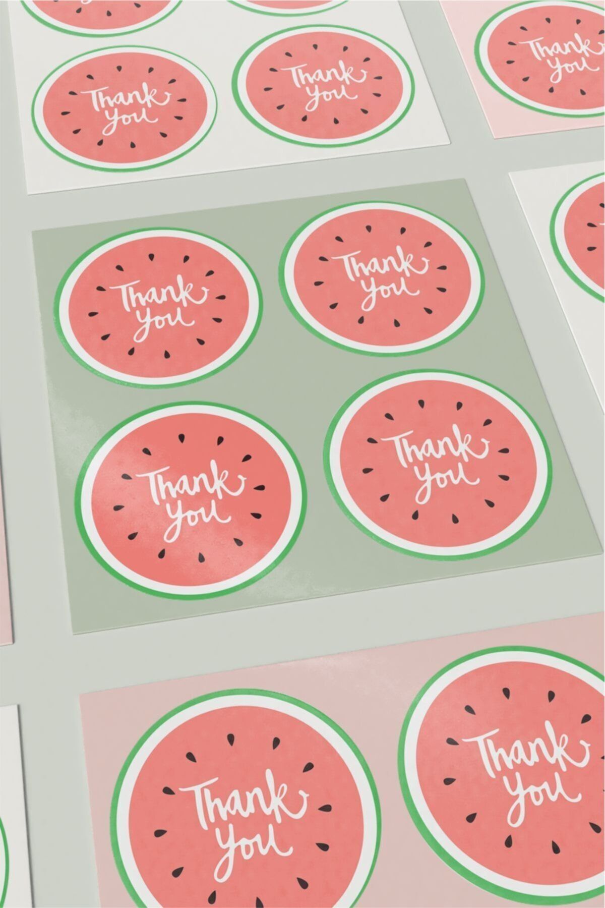 Thank You Sticker Karpuzlu 70 Adet 4 Cm Çapında