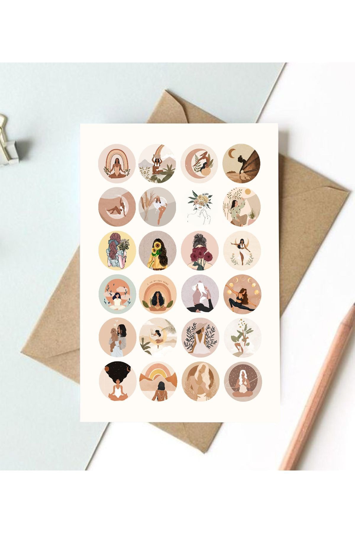Feminine Cool Lifestyle Sticker 24 Adet 4 Cm Çapında