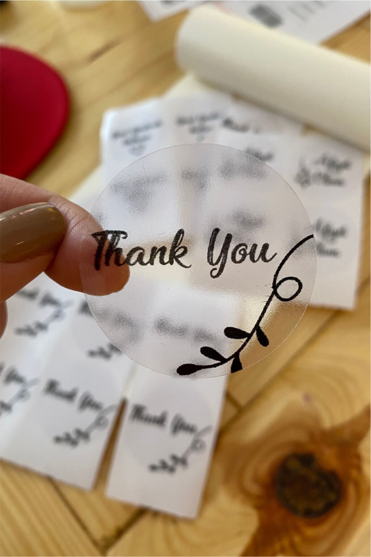 Şeffaf Sticker Thank You - 3 Cm Çapında 60 Adet