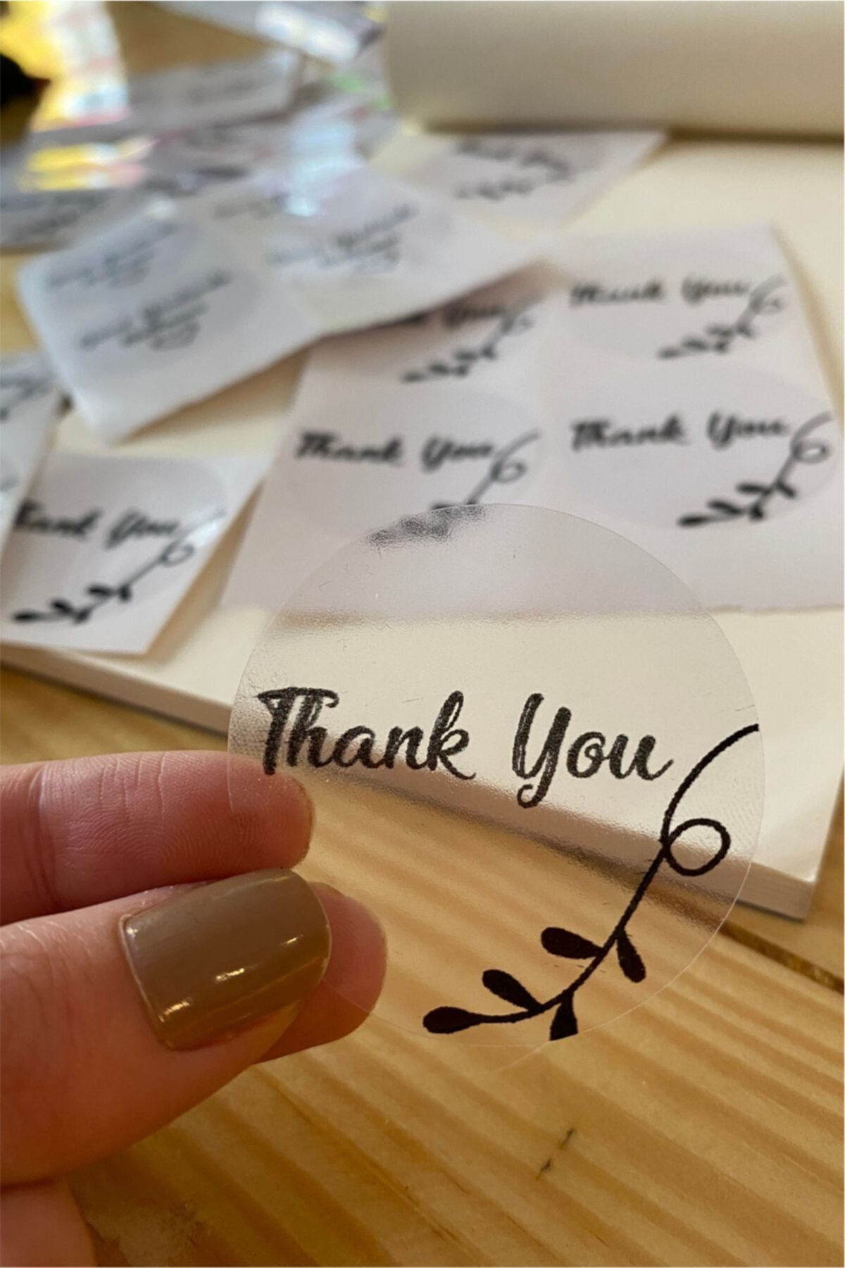 Şeffaf Sticker Thank You - 3 Cm Çapında 60 Adet