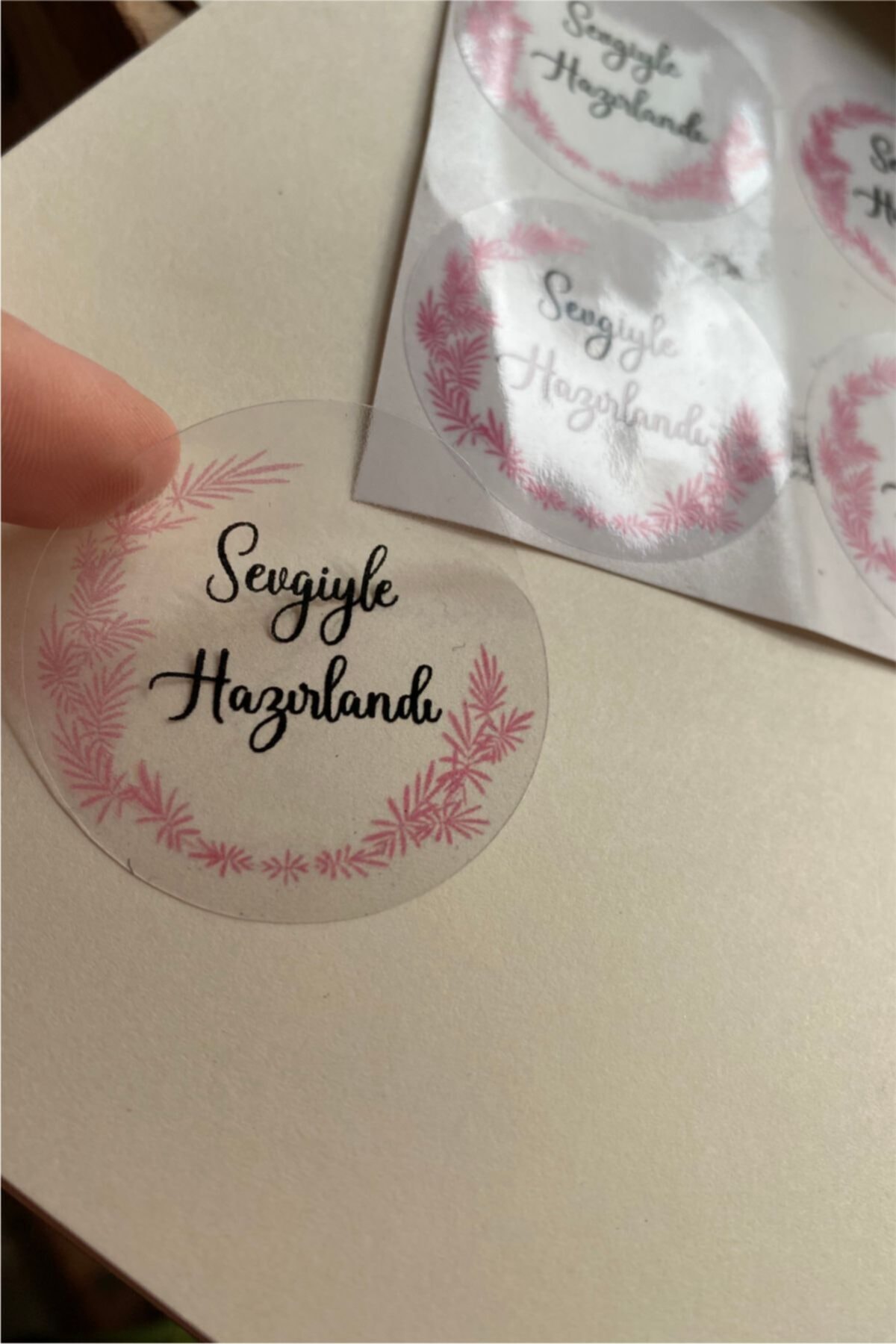 Şeffaf Sticker Sevgiyle Paketlendi - 3 Cm Çapında 60 Adet