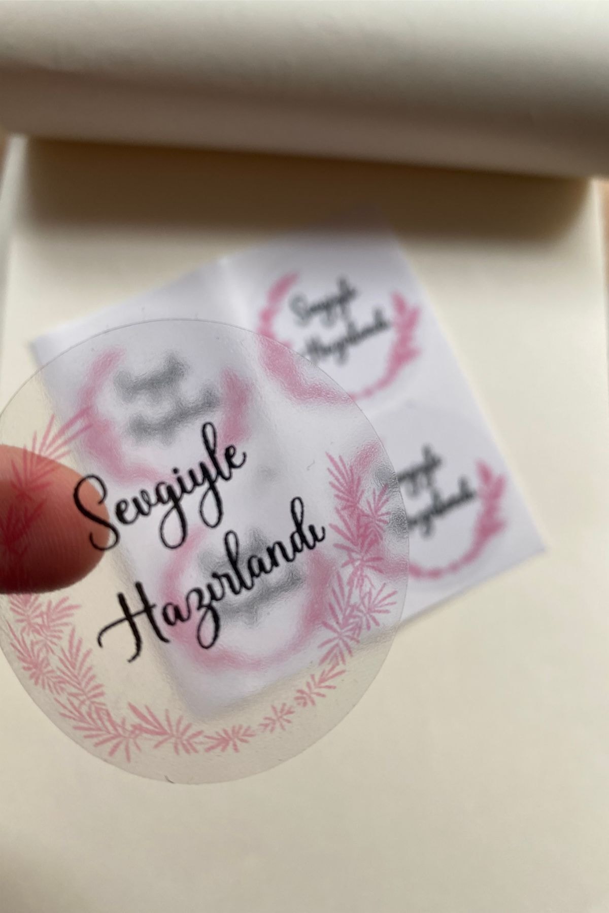 Şeffaf Sticker Sevgiyle Paketlendi - 3 Cm Çapında 60 Adet