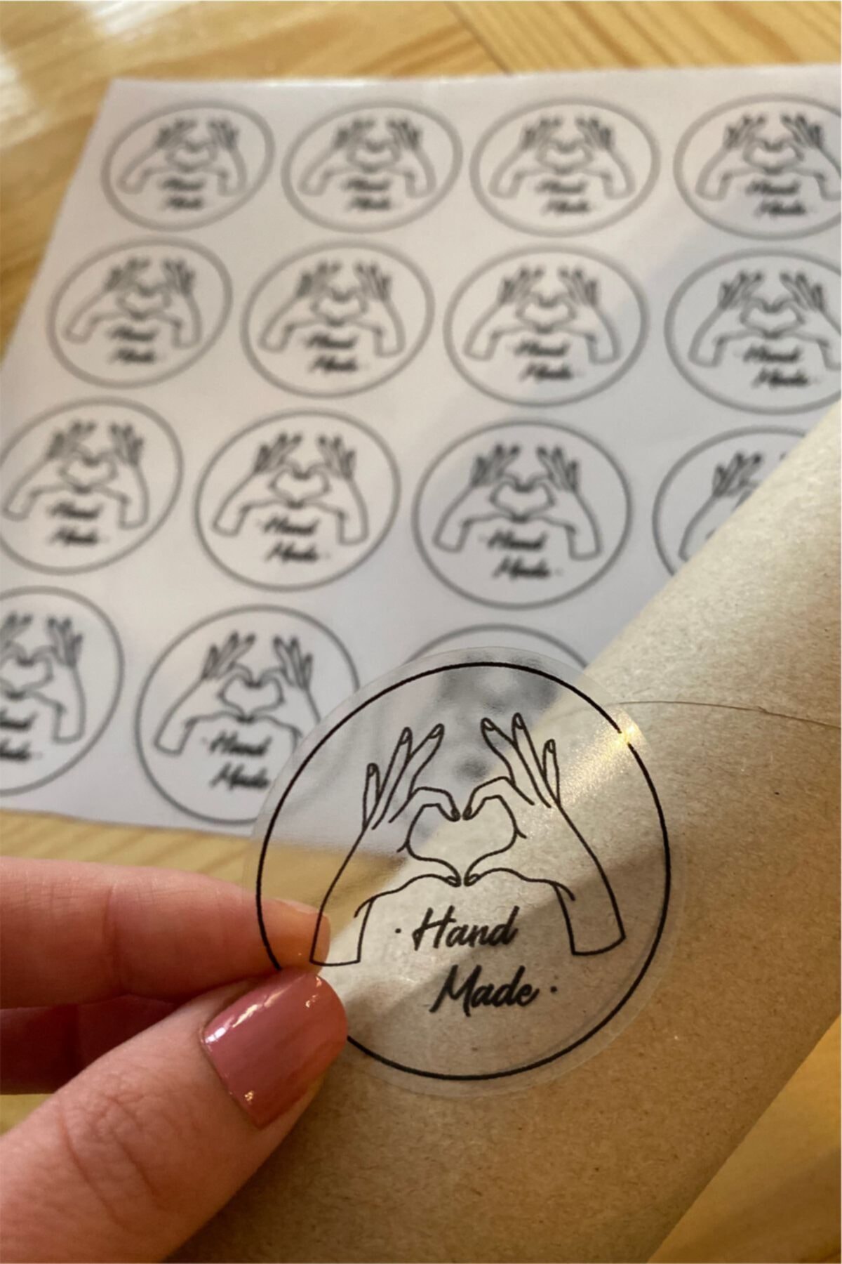 Şeffaf Sticker Handmade - 5 Cm Çapında 60 Adet