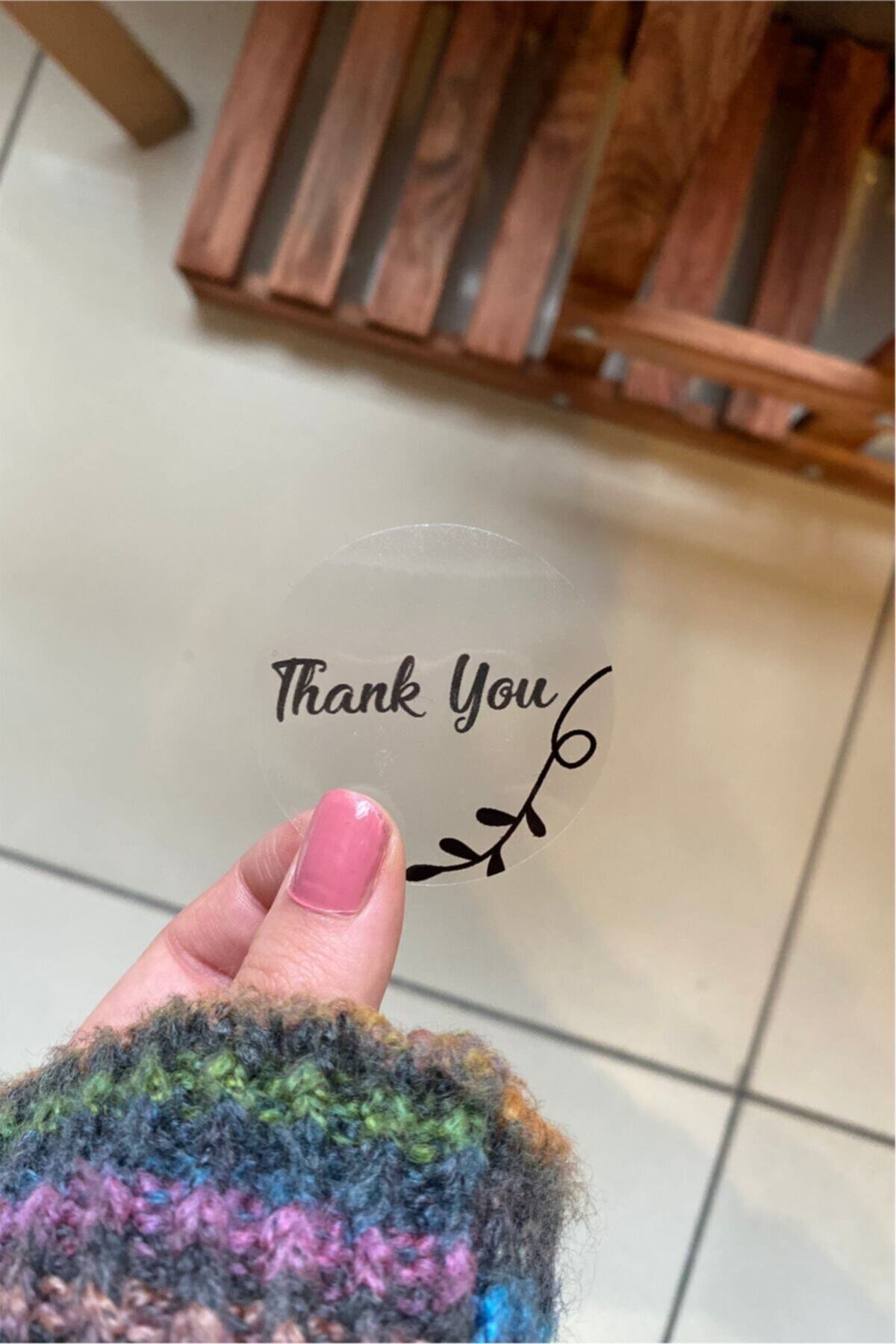 Şeffaf Sticker Thank You - 5 Cm Çapında 60 Adet