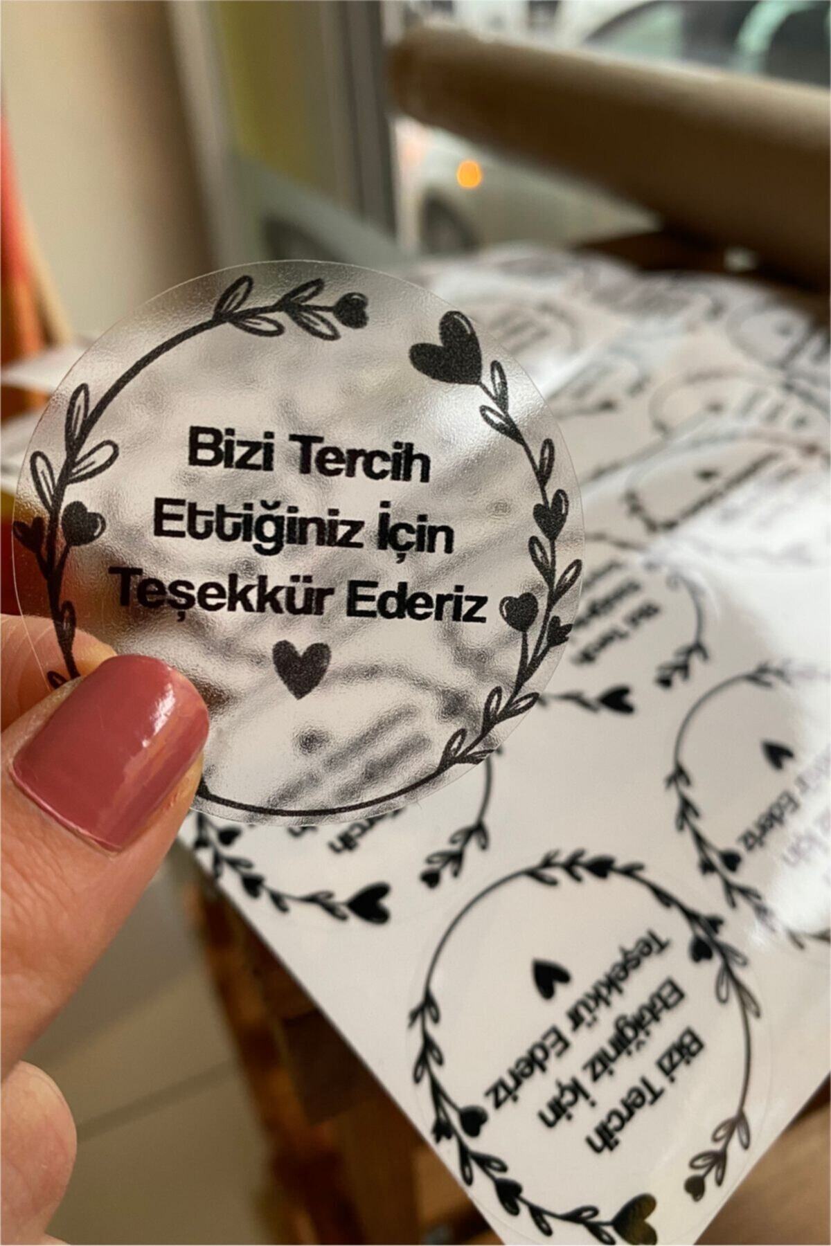 Şeffaf Sticker Teşekkür Etiketi - 5 Cm Çapında 60 Adet