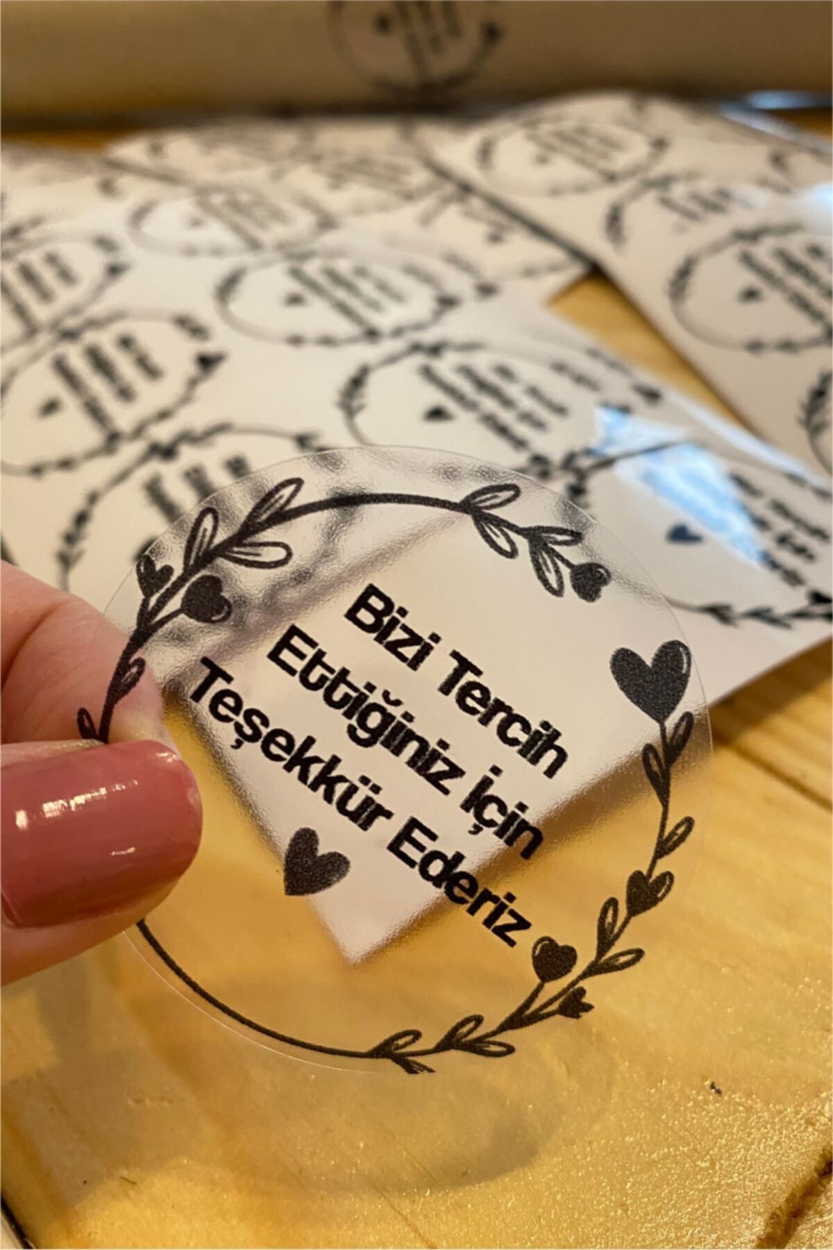 Şeffaf Sticker Teşekkür Etiketi - 5 Cm Çapında 60 Adet