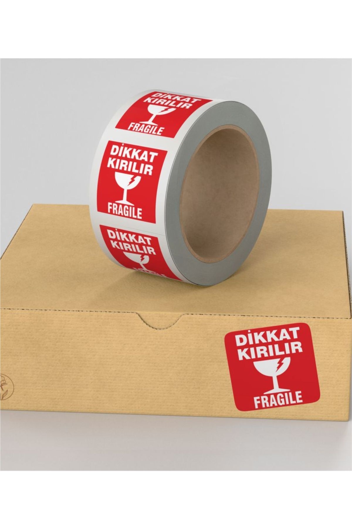 Dikkat Kırılır Sticker 10x10 Cm 50 Adet