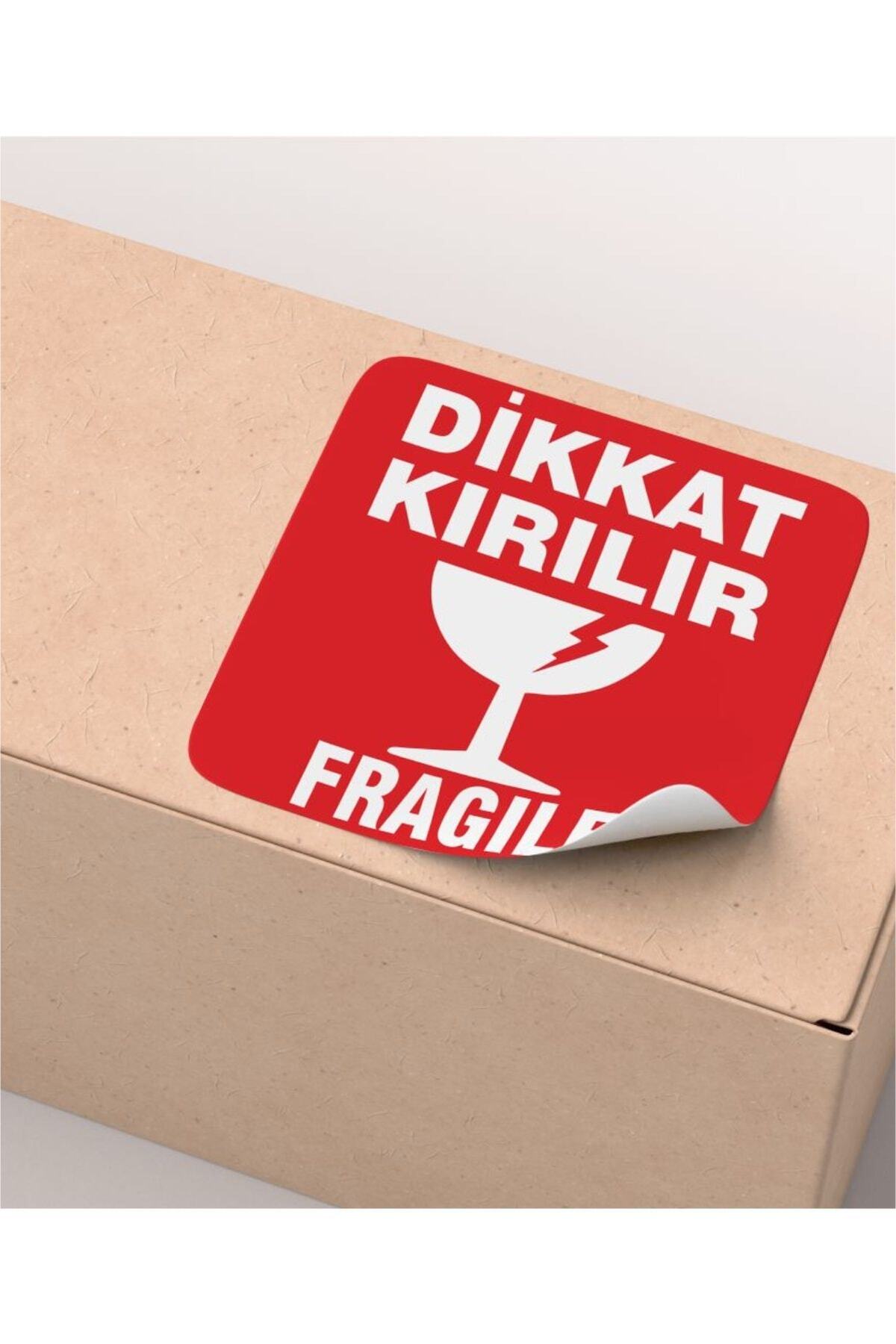 Dikkat Kırılır Sticker 10x10 Cm 50 Adet