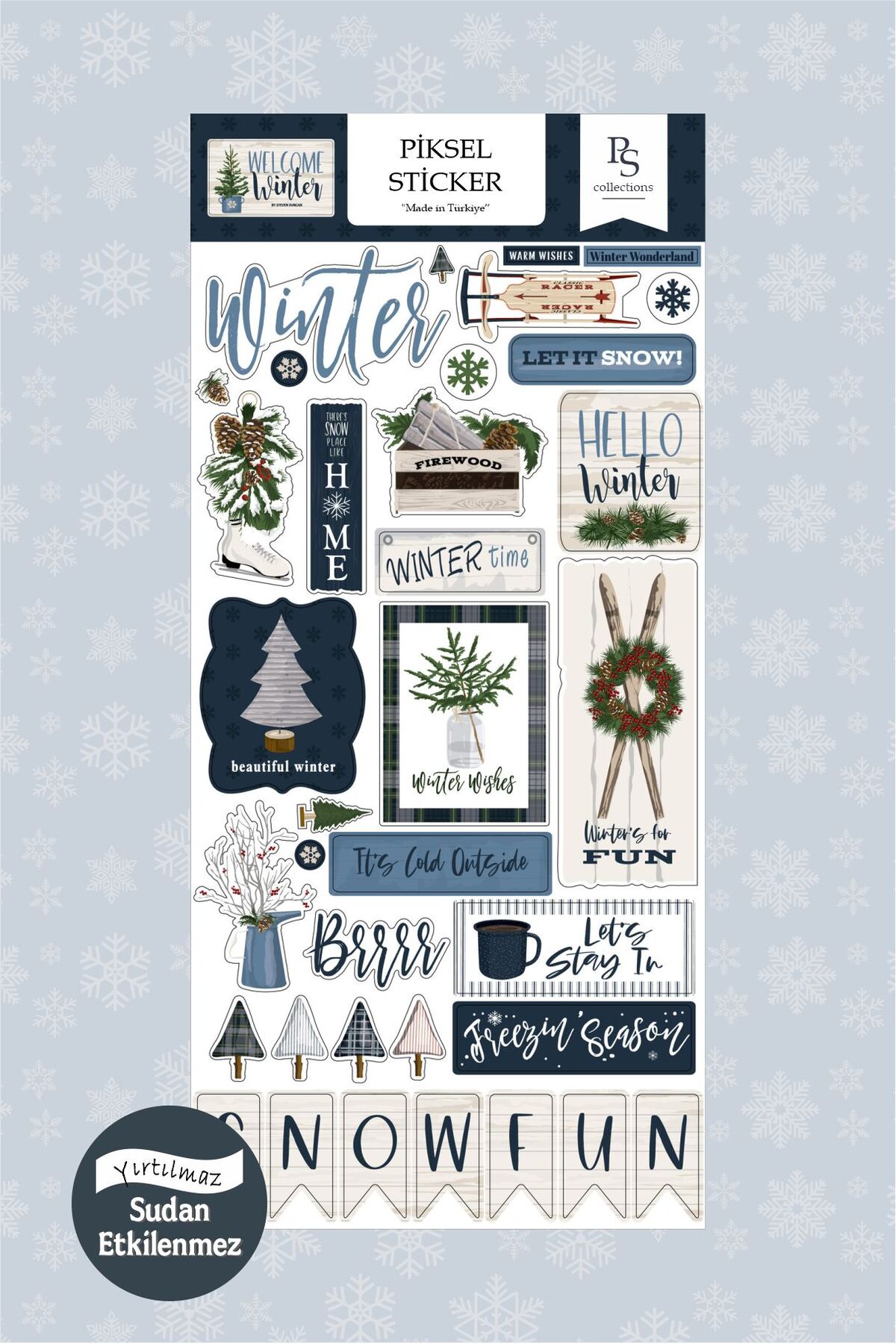 Hoşgeldin Kış Temalı Etiketler, Hello Winter Sticker