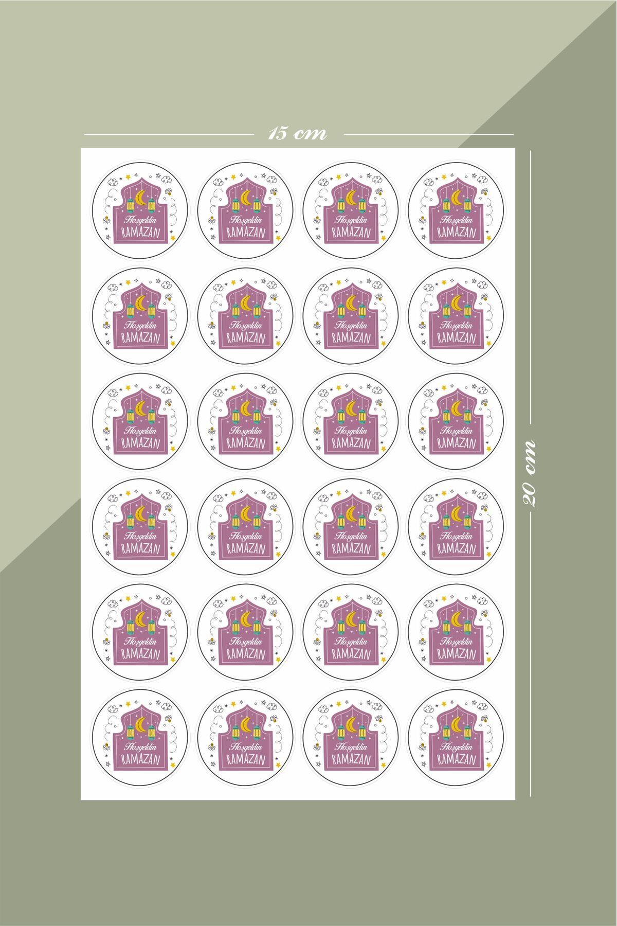 Hoşgeldin Ramazan Sticker, Mor Sticker, Süsleme, Hediye, Paketleme Sticker - A5