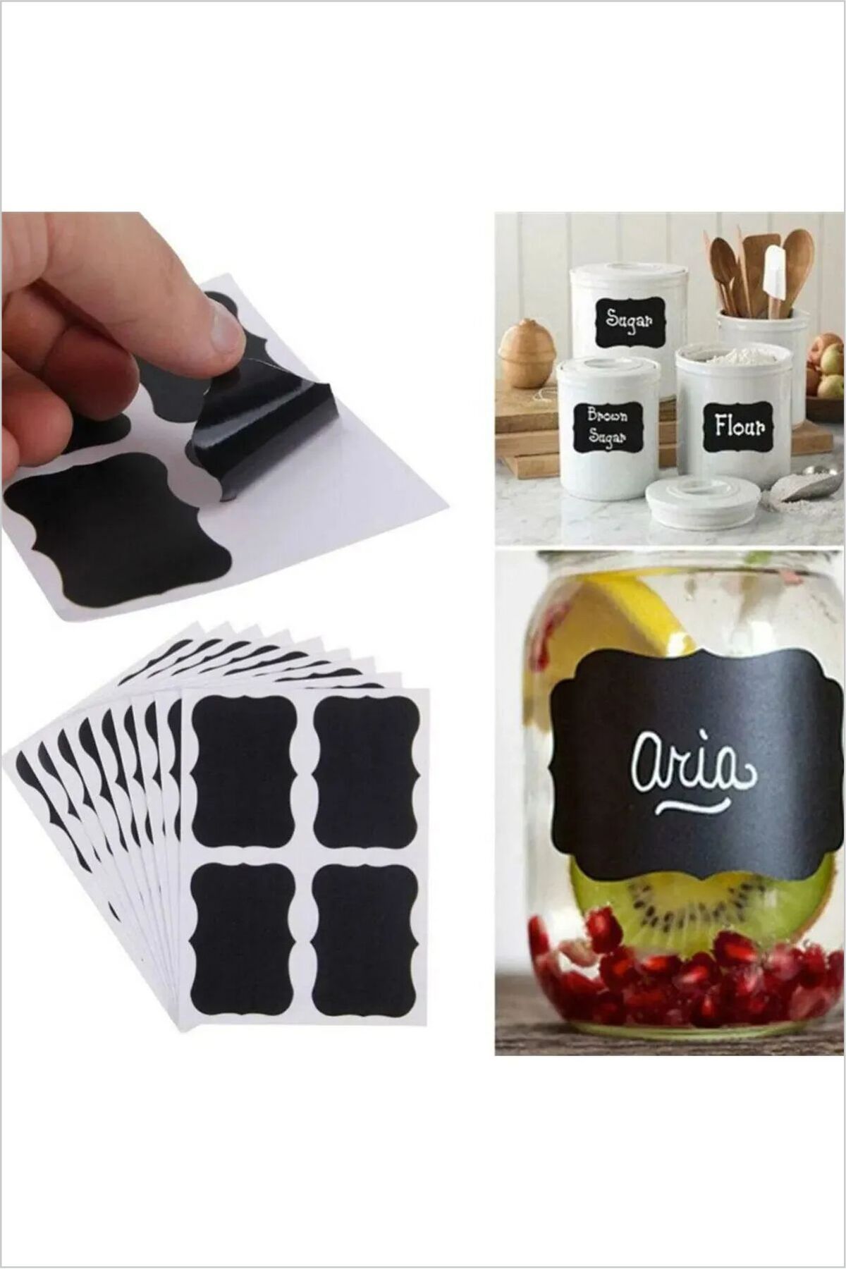 Siyah 90 Adet Yazılabilir Etiket , Kavanoz Sticker, Kendi Yazılabilir Sticker