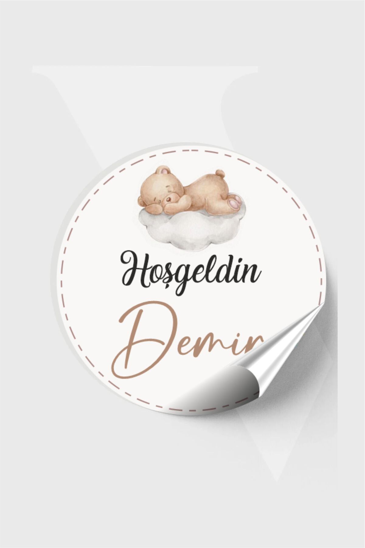 Uykucu Ayıcık Bebek Etiketi, Baby Shower, Doğum günü, Hoşgeldin Etiketi 4x4 cm 96 Adet