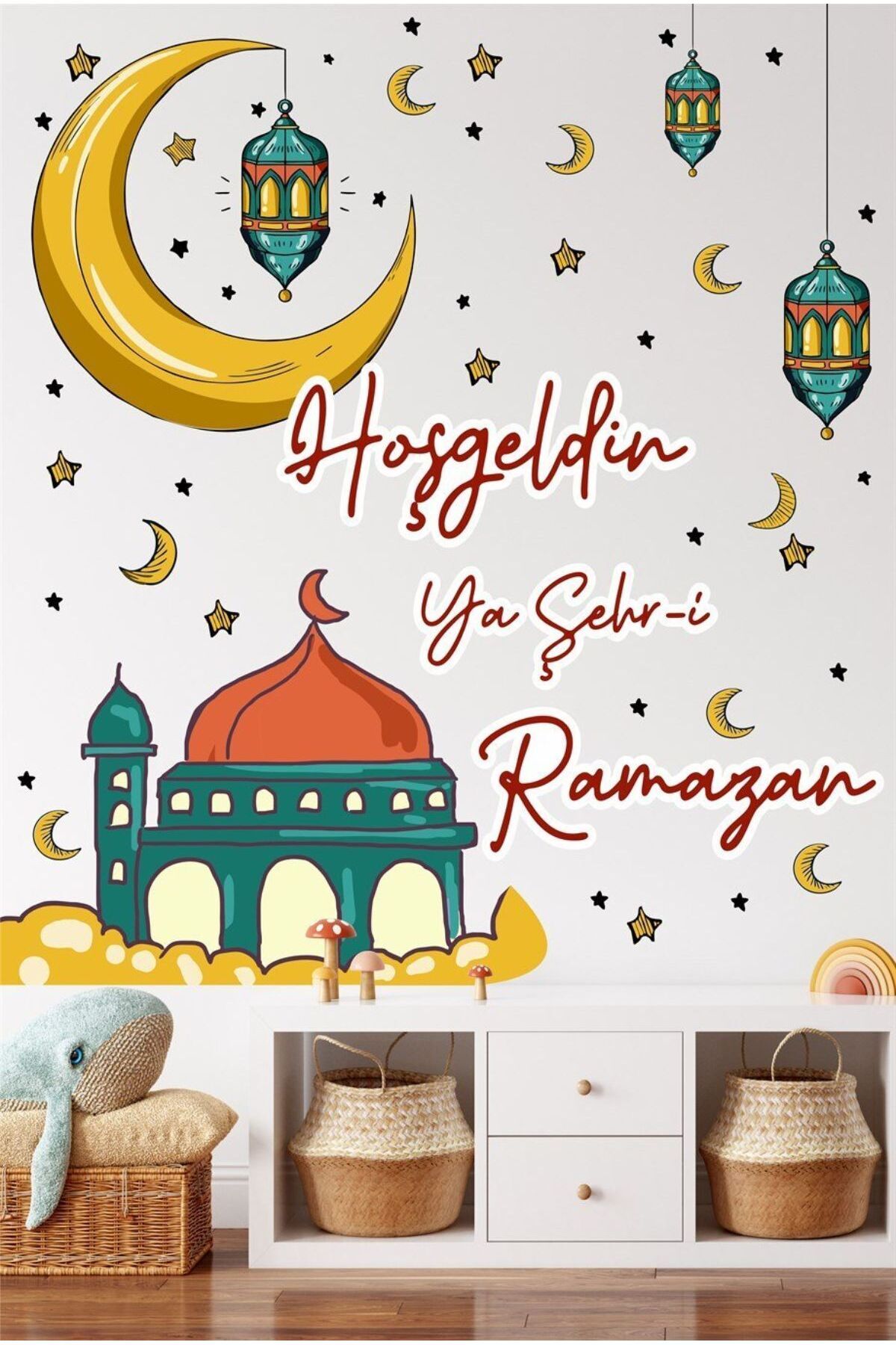 Ramazan Ayı Temalı Cam Duvar Süsleri Hoşgeldin Ramazan Sticker Seti - P3