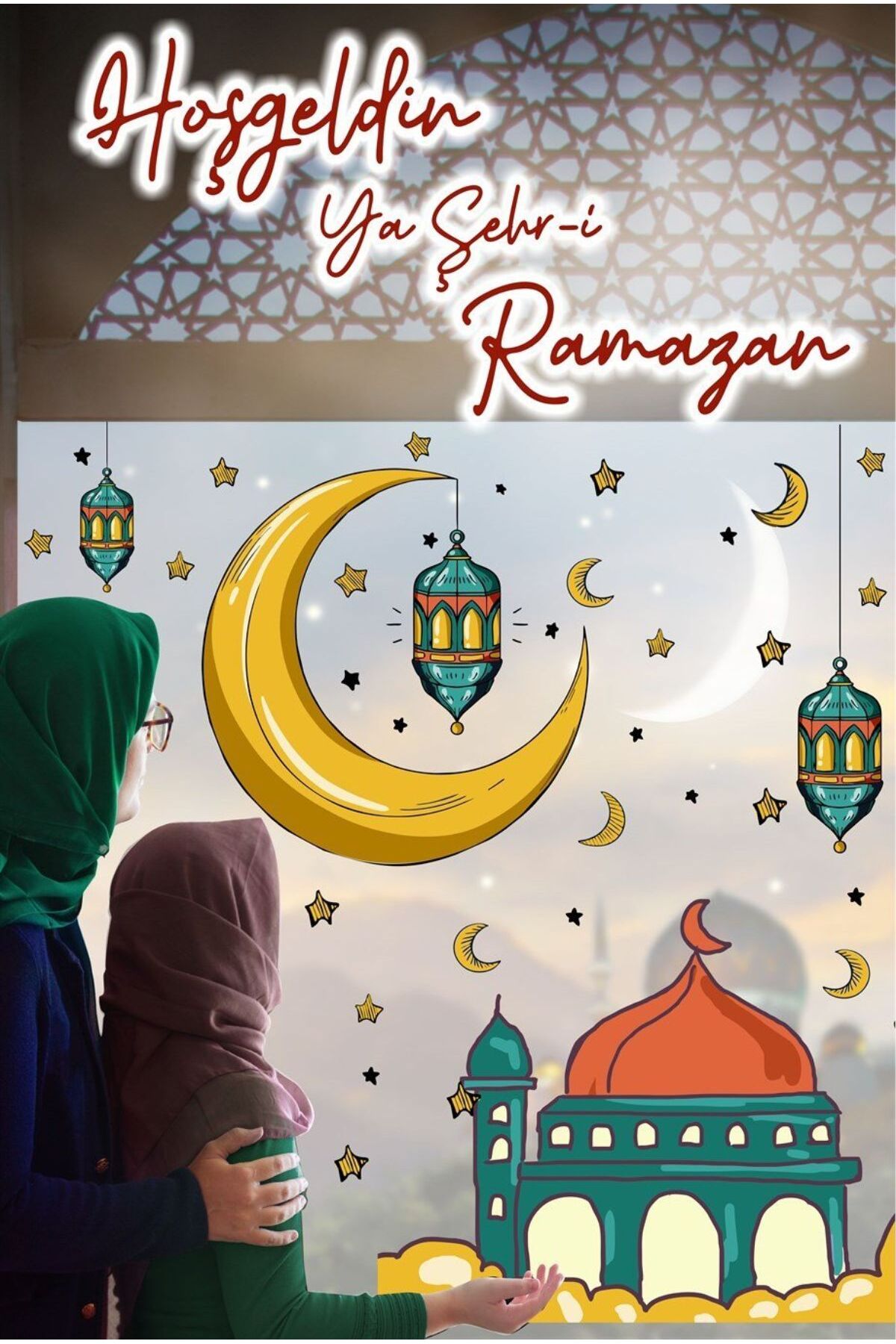 Ramazan Ayı Temalı Cam Duvar Süsleri Hoşgeldin Ramazan Sticker Seti - P3