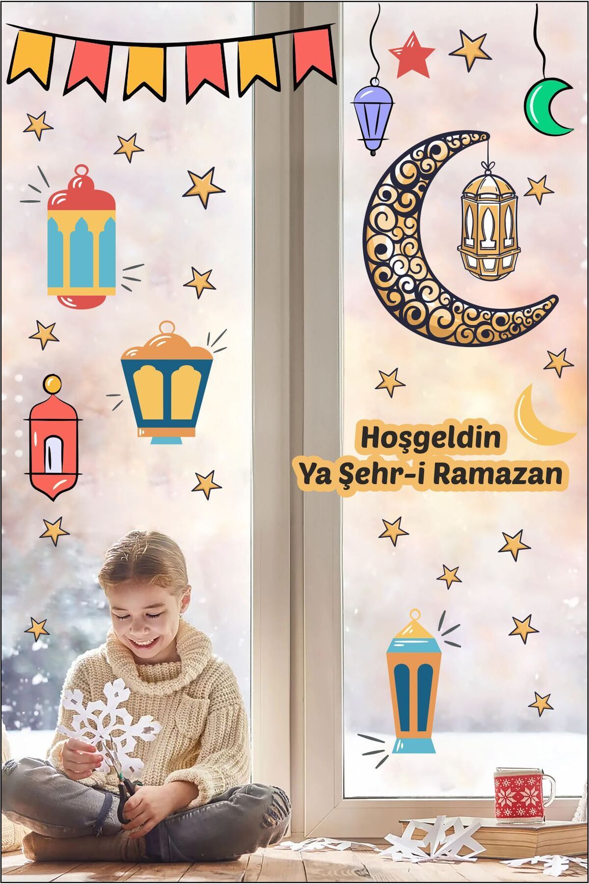 Ramazan Ayı Temalı Cam Duvar Süsleri Hoşgeldin Ramazan Sticker Seti Ramazan Süsleri